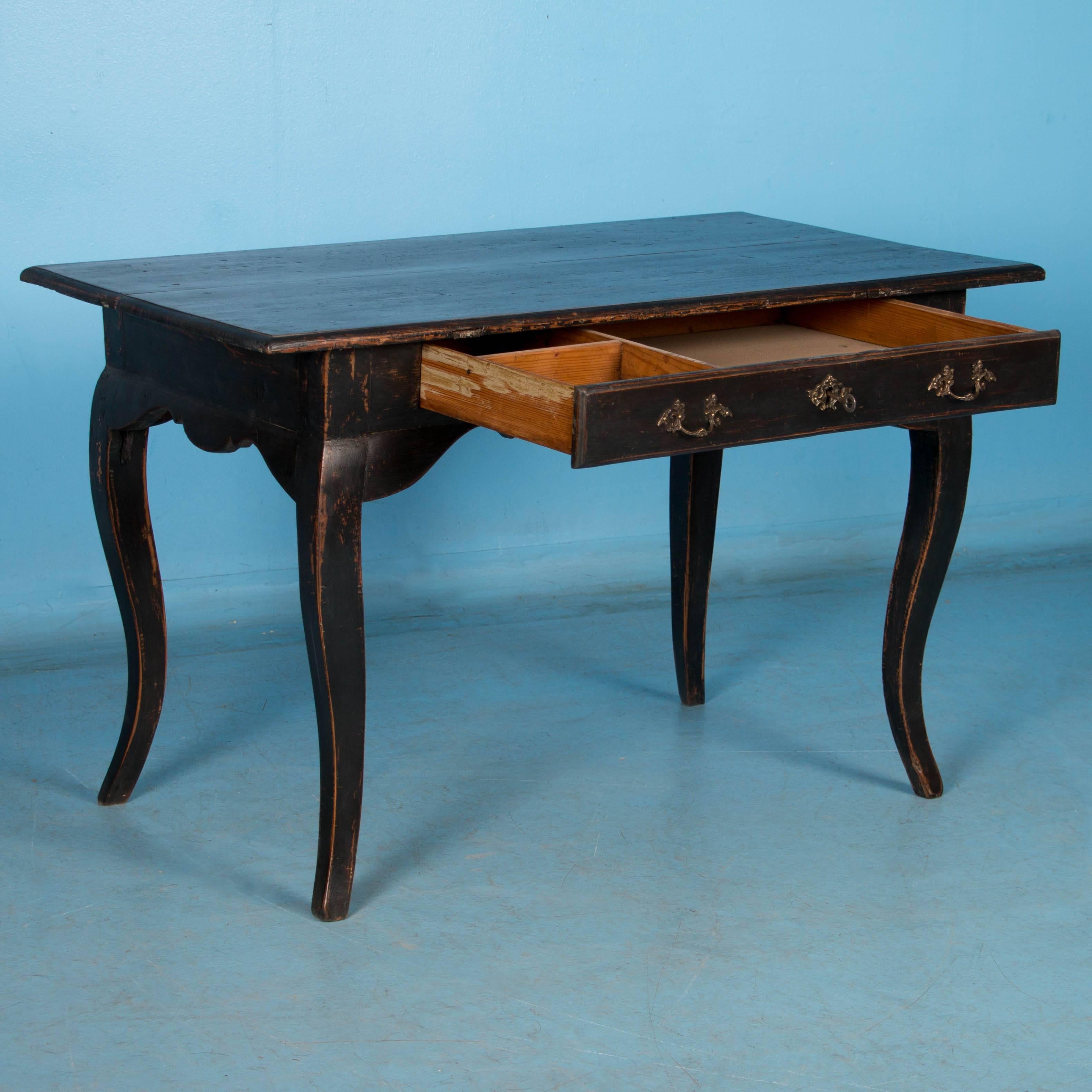Swedish Antique 18th Century Baroque Side Table With Black Paint
