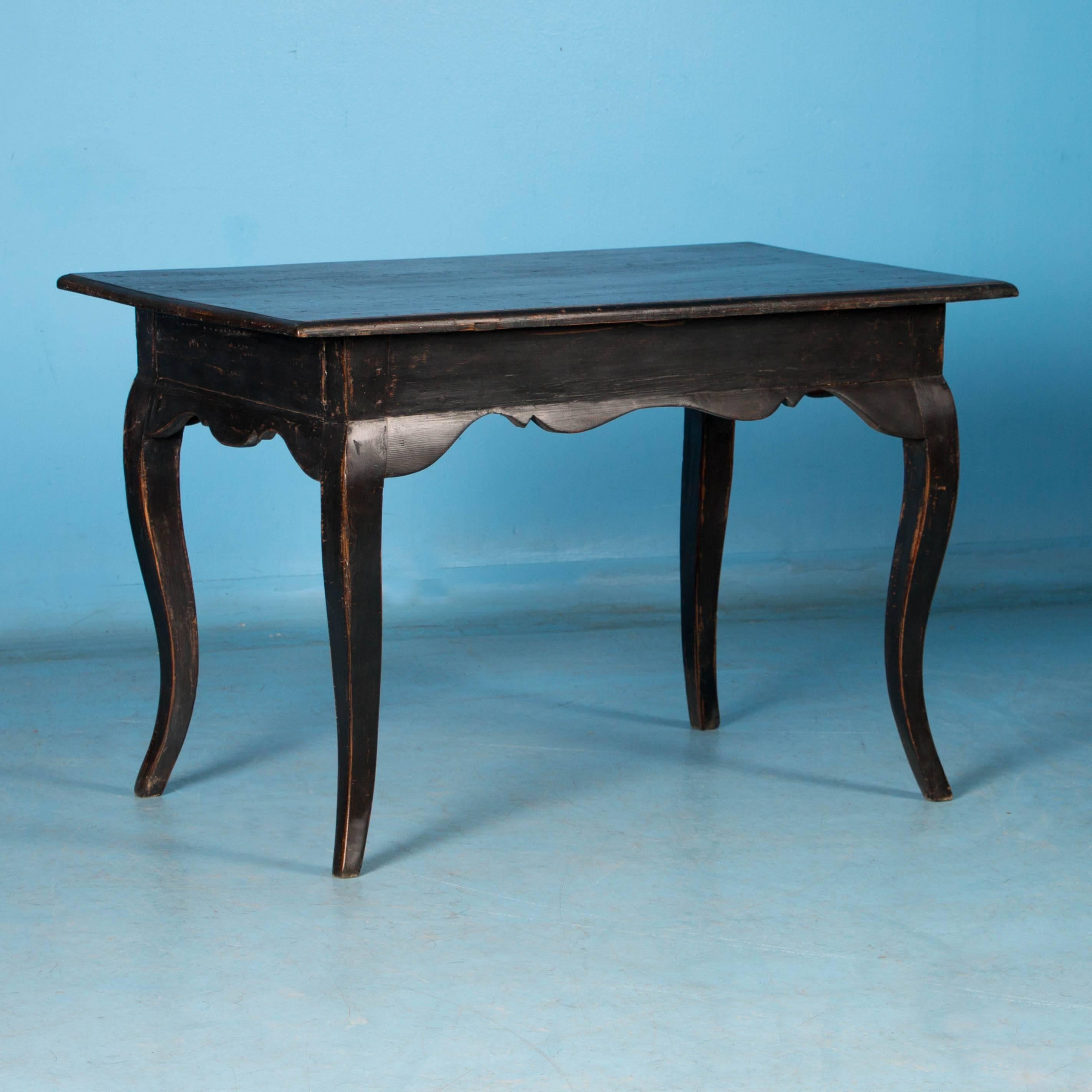 Antique 18th Century Baroque Side Table With Black Paint In Good Condition In Round Top, TX