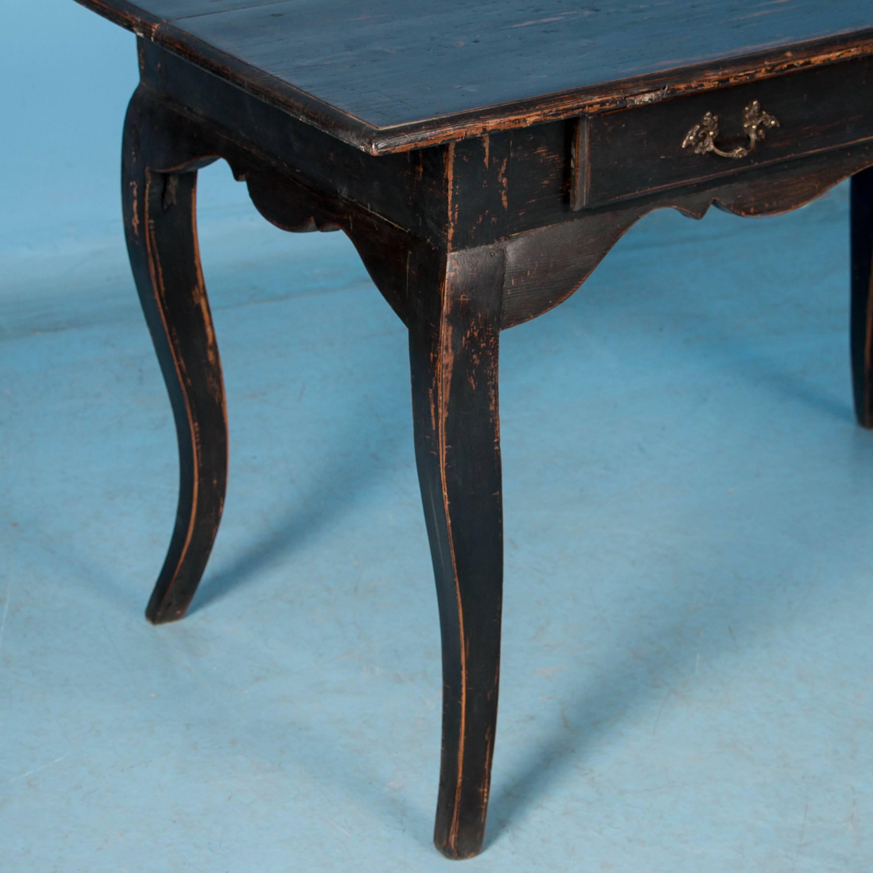Antique 18th Century Baroque Side Table With Black Paint 1