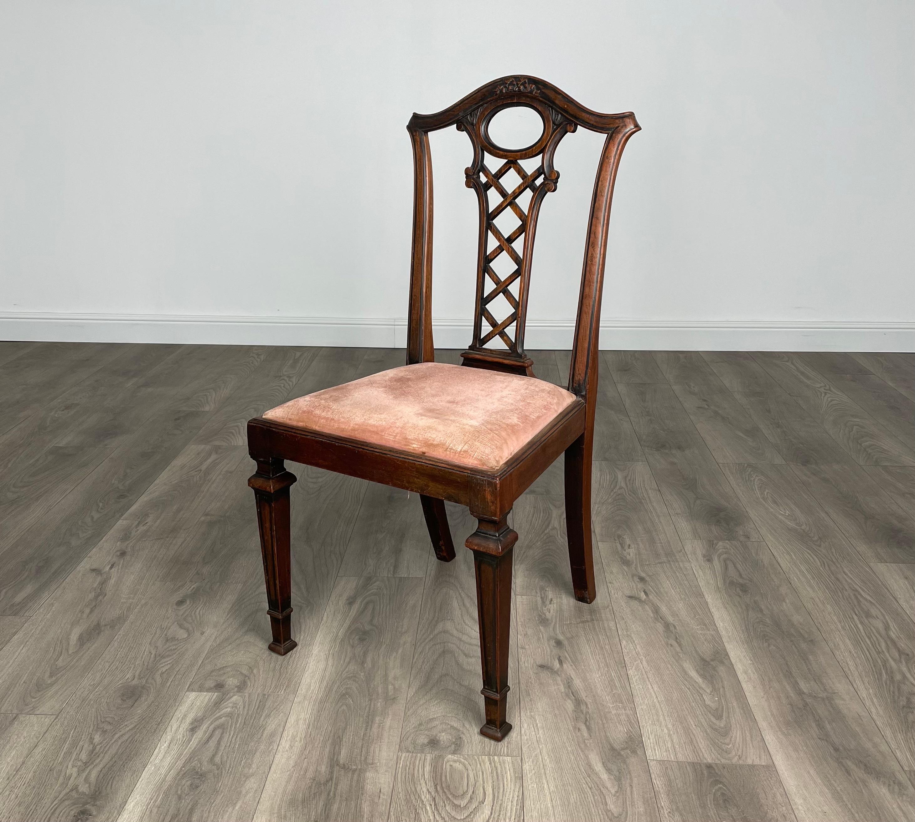 Britannique Chaise de chambre à coucher/chaise d'entrée ancienne du 18ème siècle en acajou (REF AF-1903) en vente