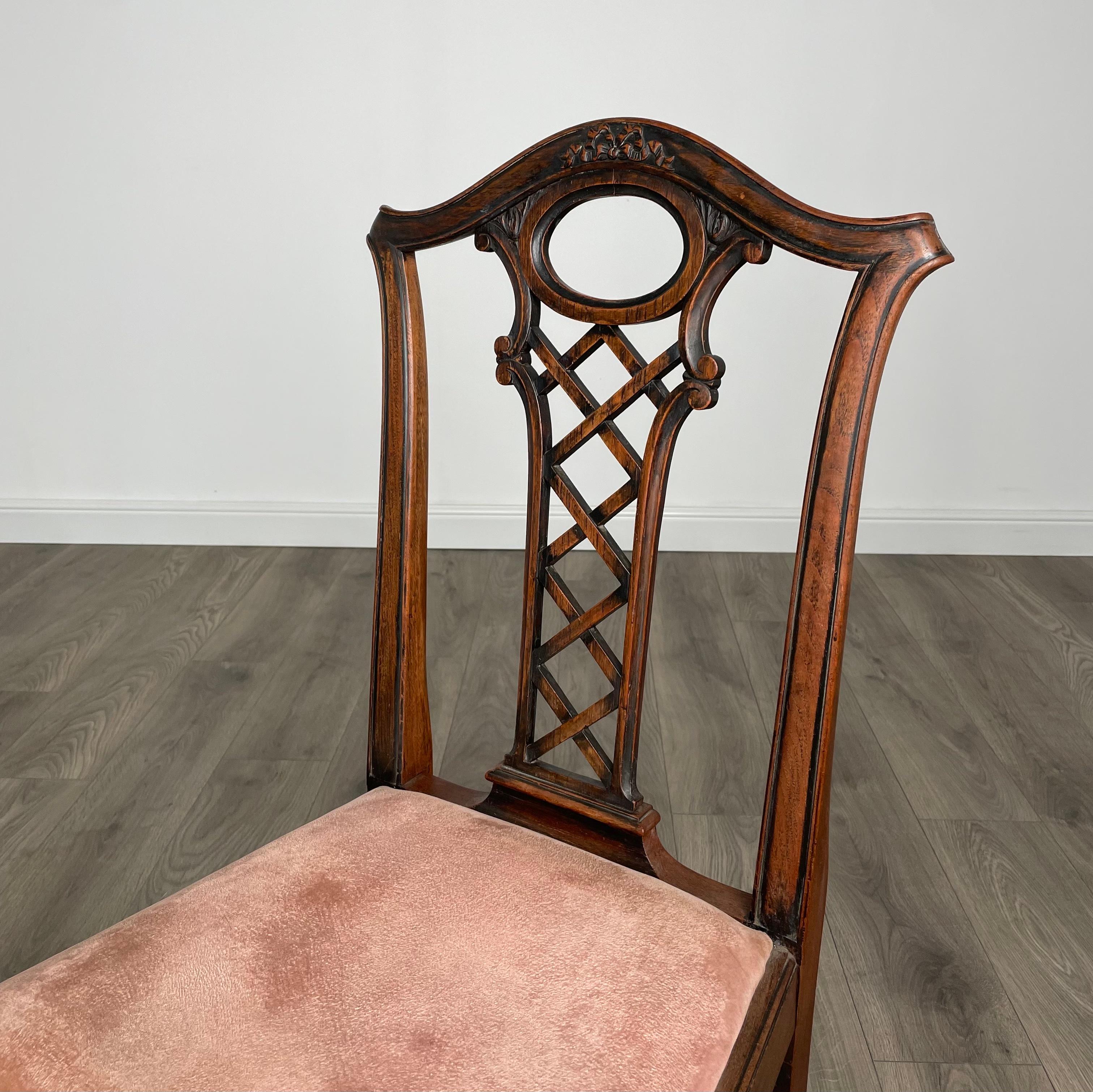XVIIIe siècle et antérieur Chaise de chambre à coucher/chaise d'entrée ancienne du 18ème siècle en acajou (REF AF-1903) en vente