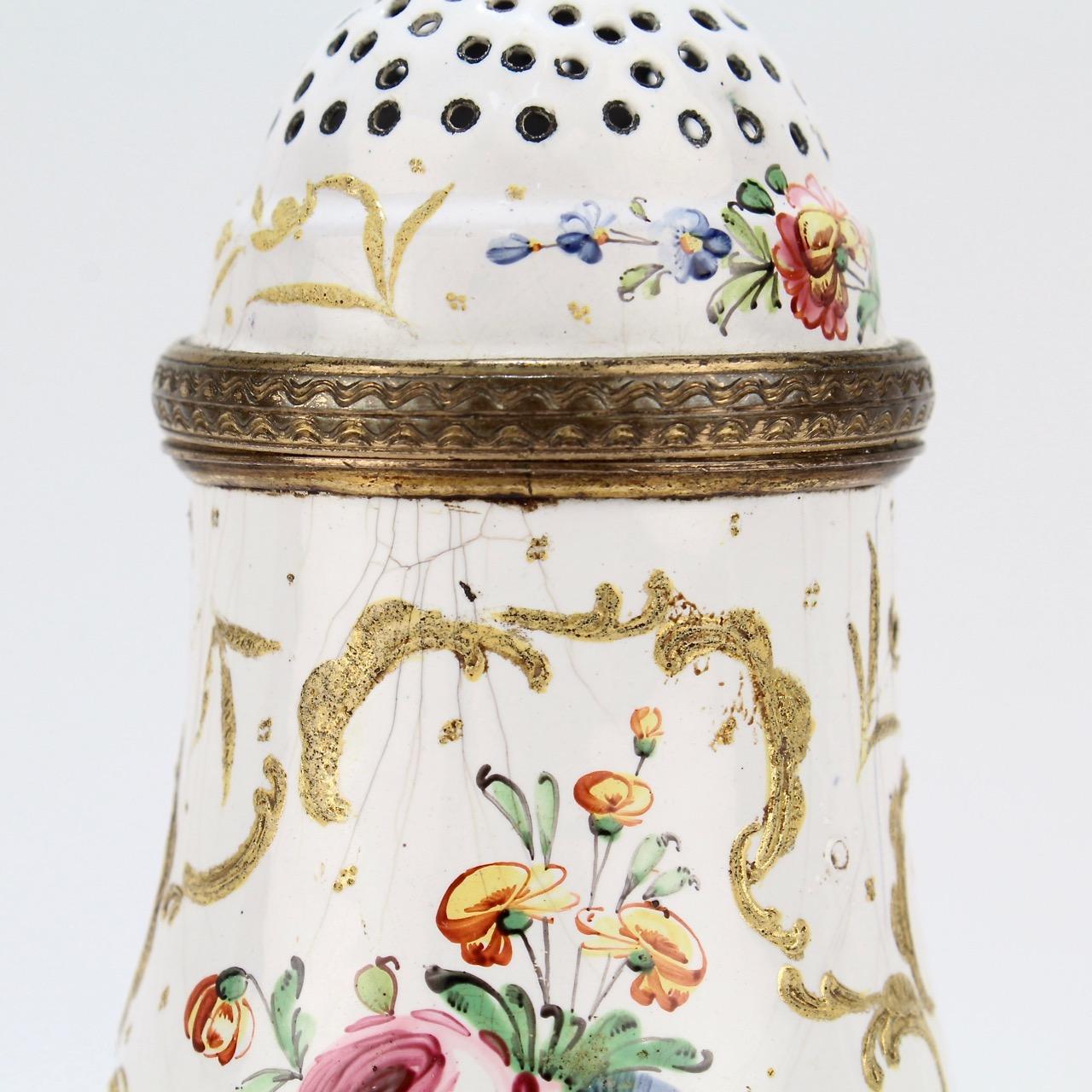 18th Century and Earlier Antique 18th Century Bilston Battersea Enamel Muffineer or Sugar Shaker For Sale