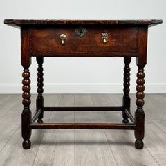 Antique 18th Century Bobbin Turned Oak Side Table ( REF AF-3607 )