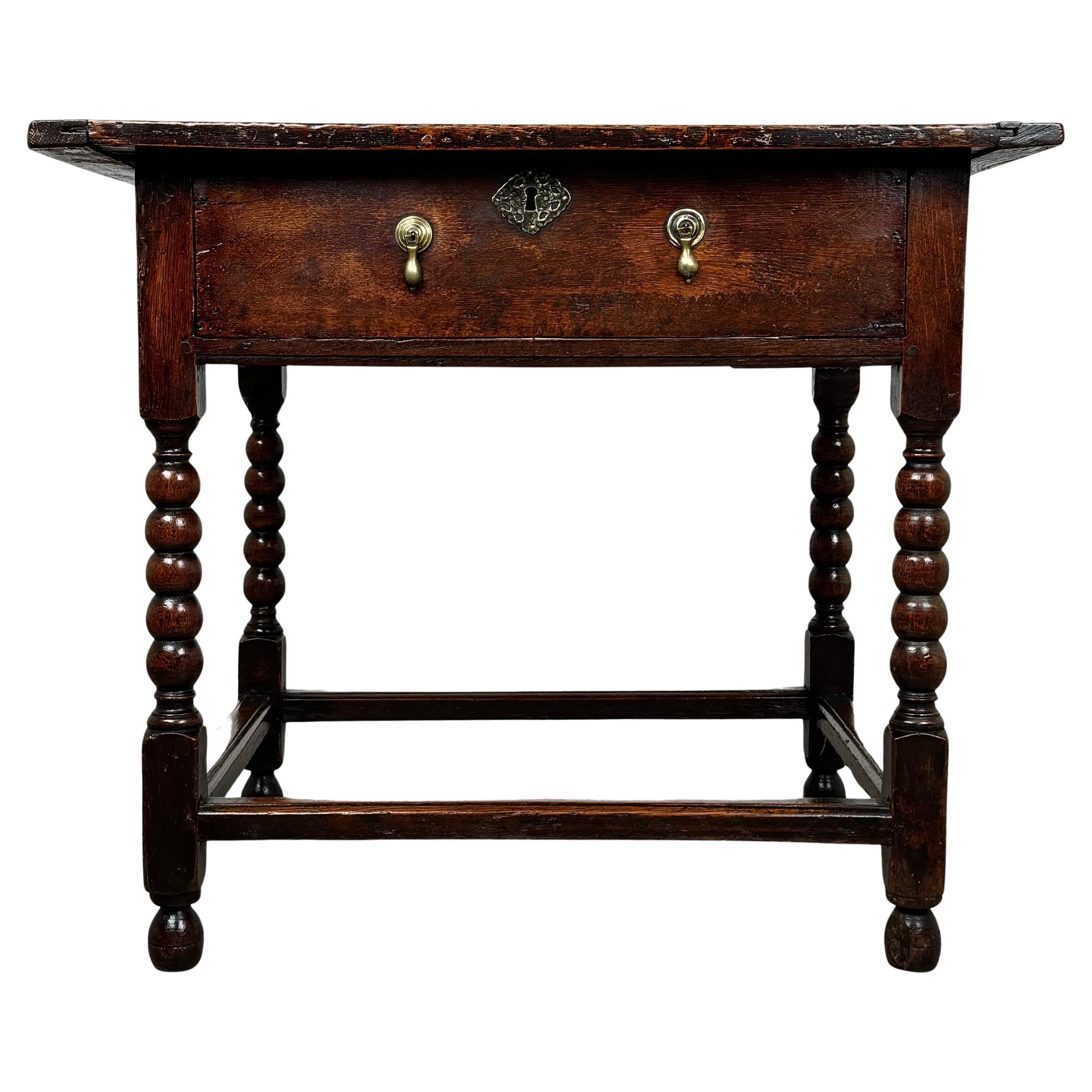 Antique 18th Century Bobbin Turned Oak Side Table ( REF AF-3607 )