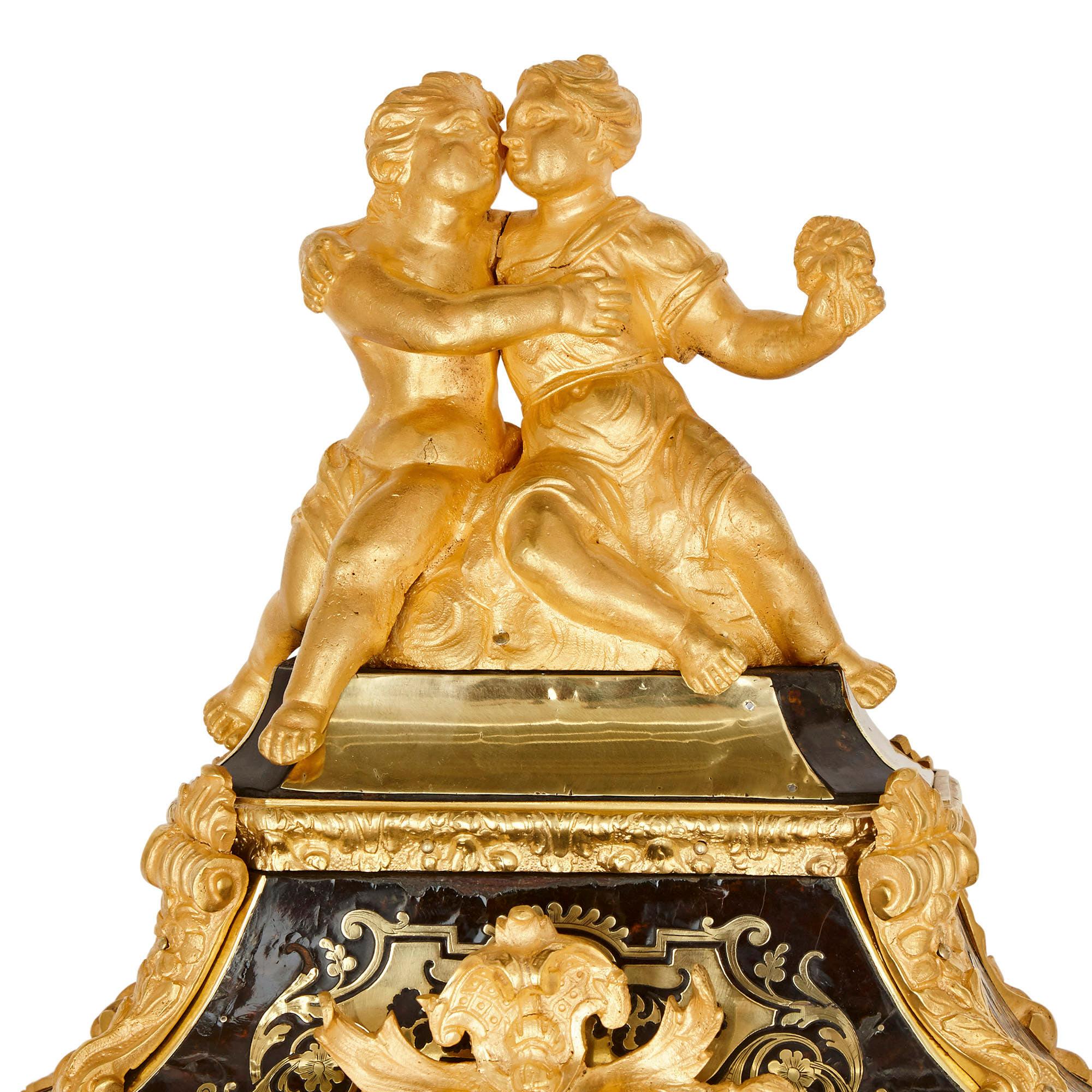 Louis XV Antique 18th Century Boulle Bracket Clock by Brezagez and Marchand For Sale