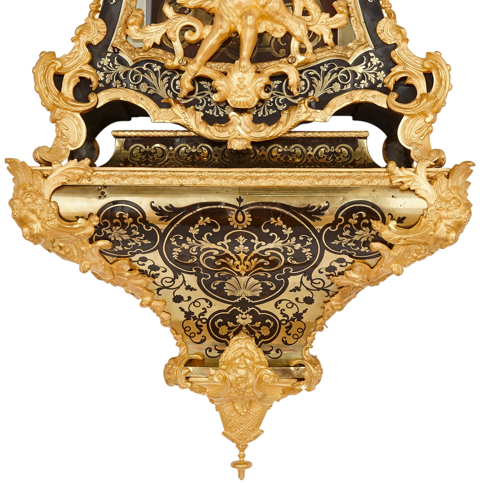 French Antique 18th Century Boulle Bracket Clock by Brezagez and Marchand For Sale