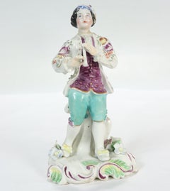 Antique 18th Century Bow English Porcelain Figure of a Flute Player