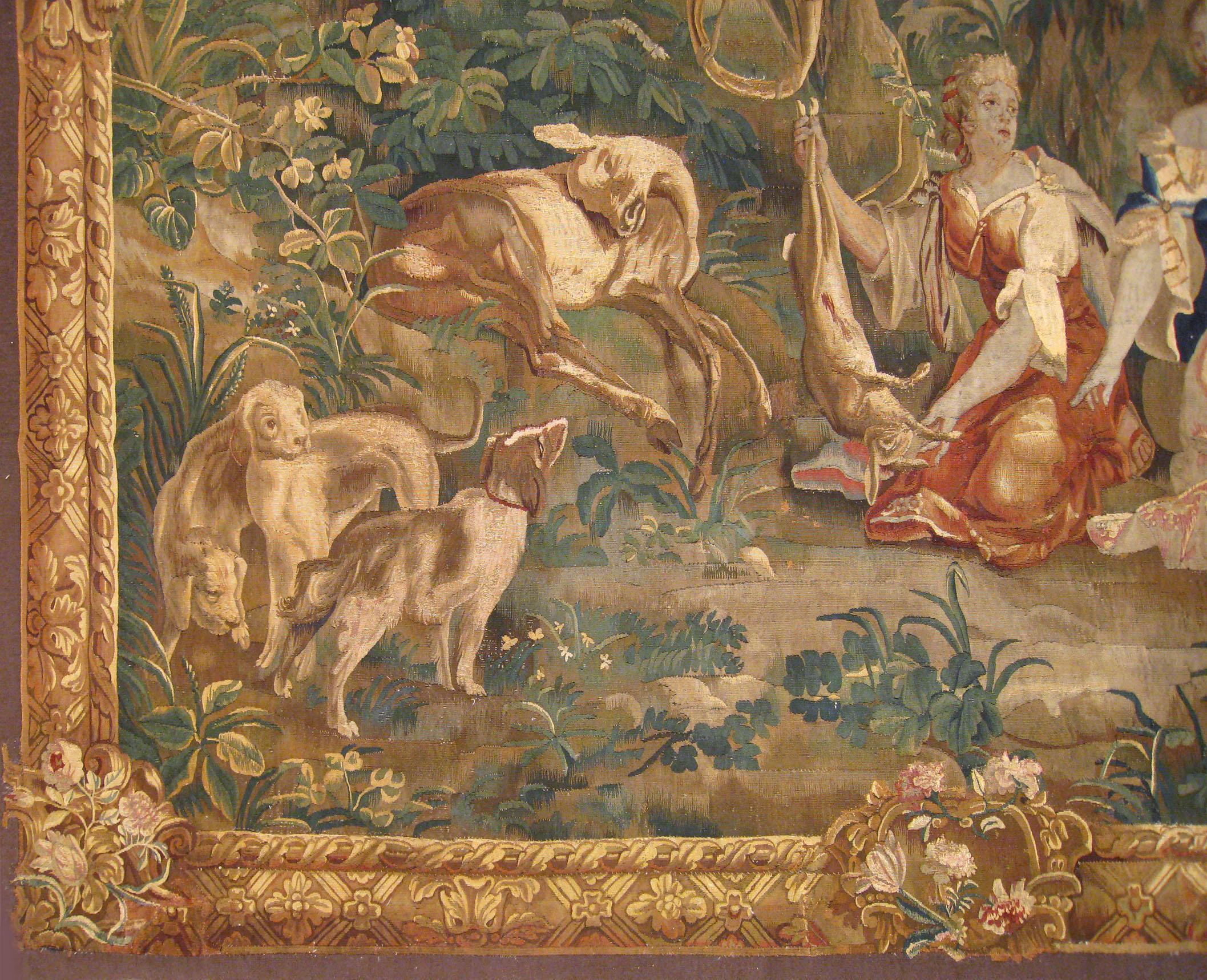 Belgian Antique 18th Century Brussels Mythological Tapestry, with Diana the Huntress For Sale