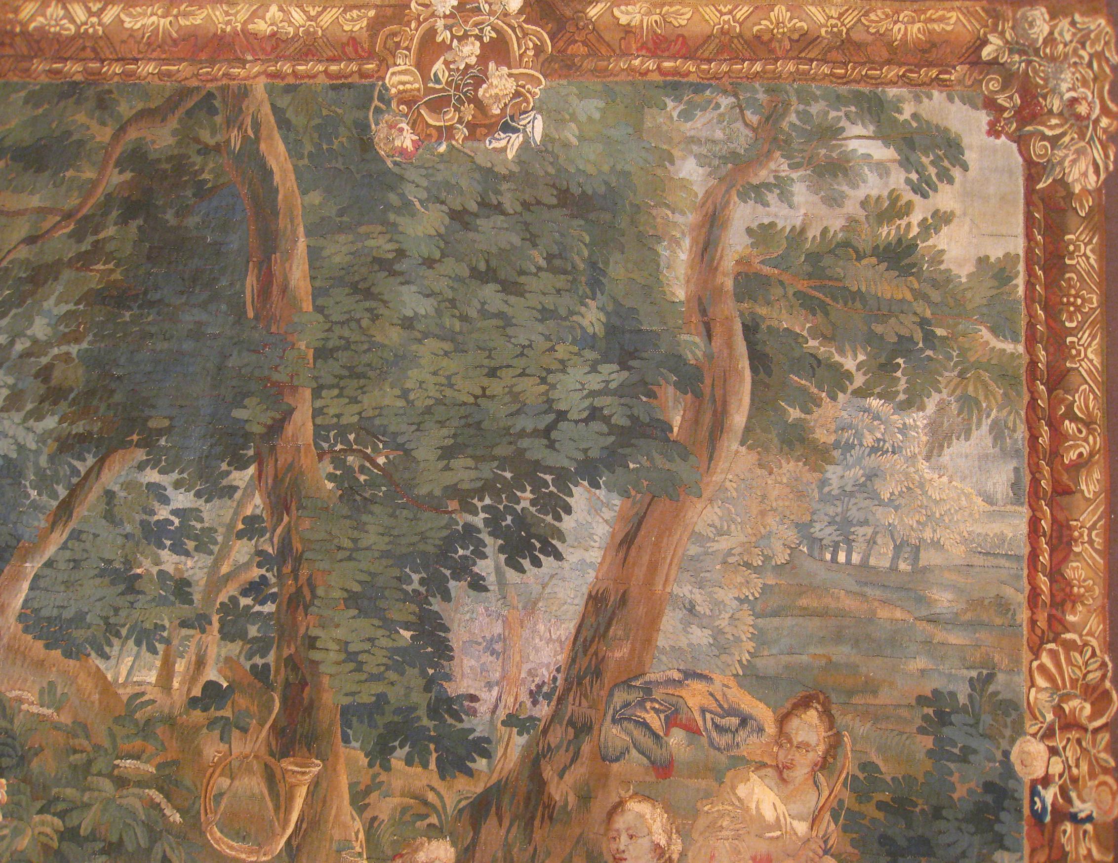 Wool Antique 18th Century Brussels Mythological Tapestry, with Diana the Huntress For Sale