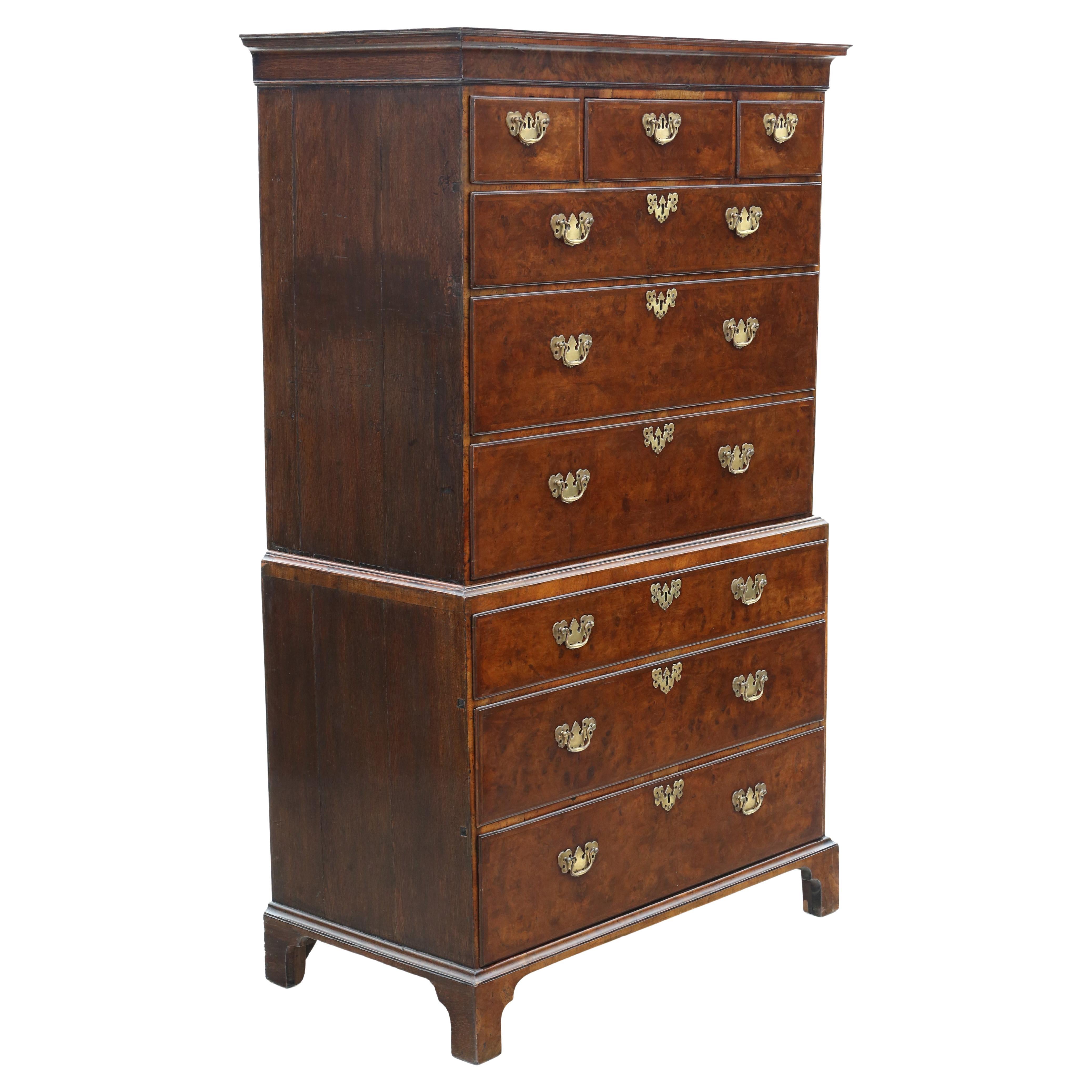 Antique 18th Century Burr Walnut Tallboy – Chest-on-Chest of Drawers