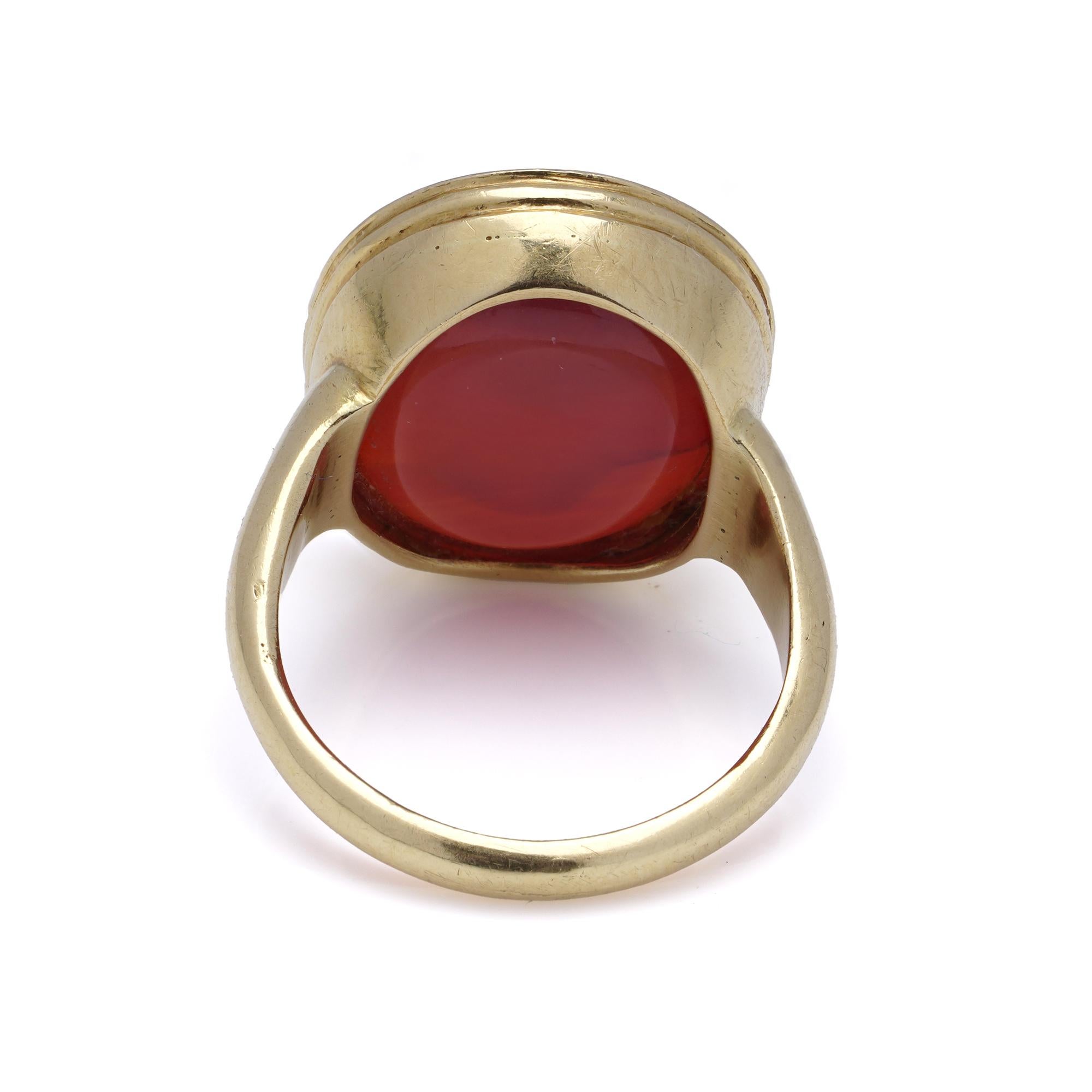 Men's Antique 18th Century Carnelian Intaglio Ring For Sale