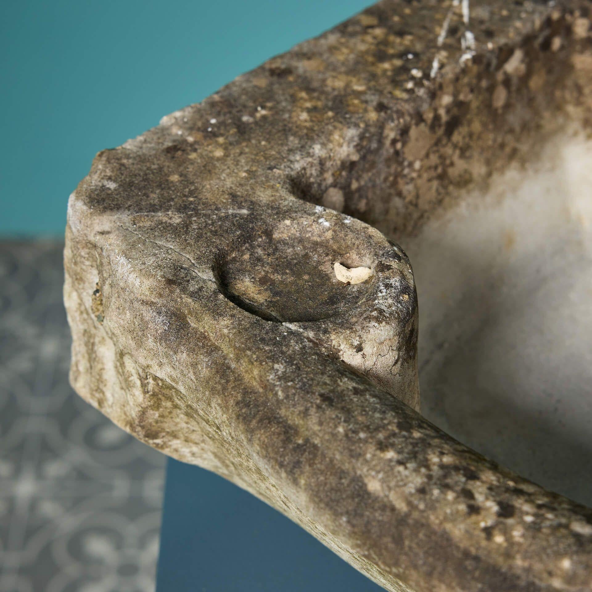 English Antique 18th Century Carrara Marble Corner Basin For Sale