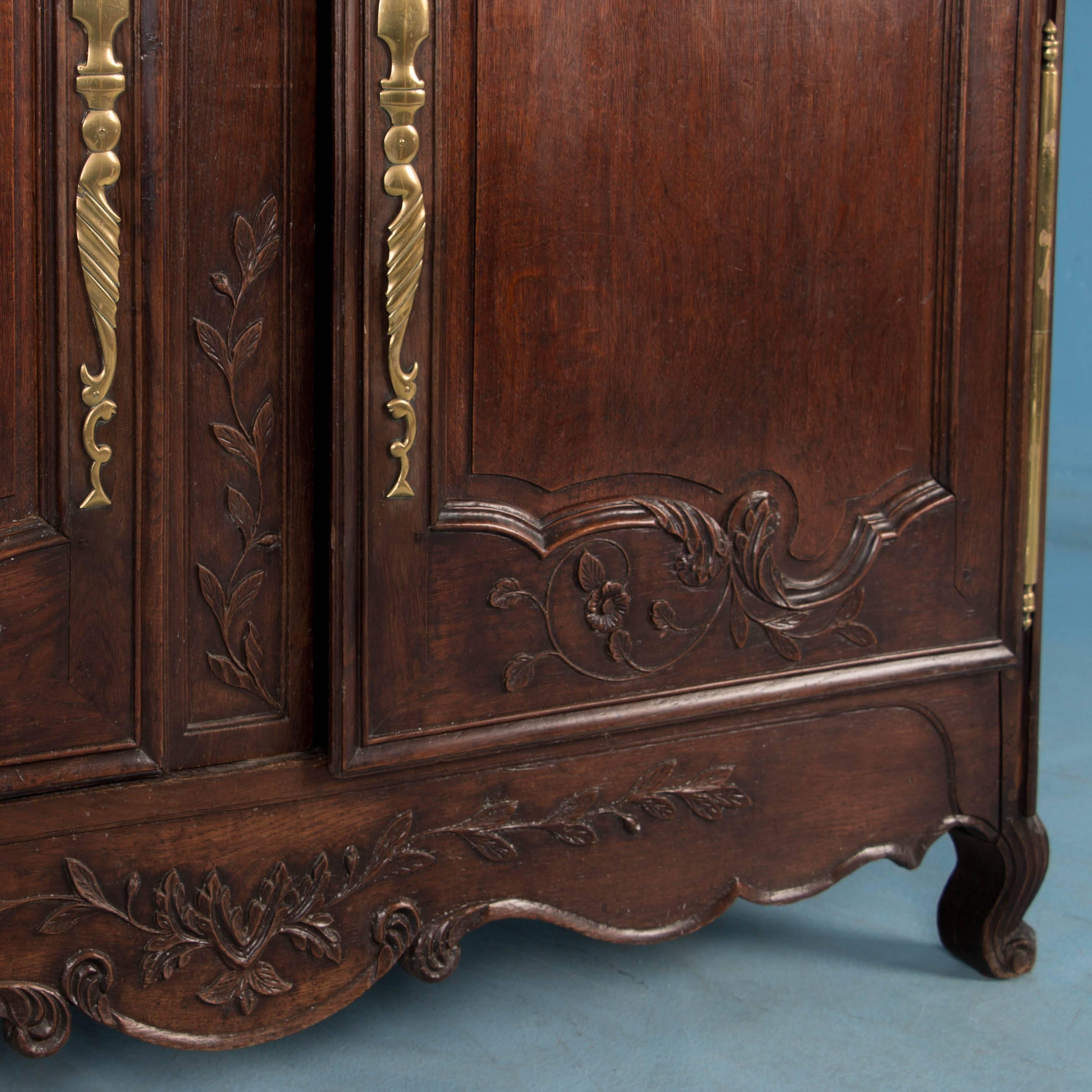 Antique 18th Century Carved French Oak Armoire For Sale 4