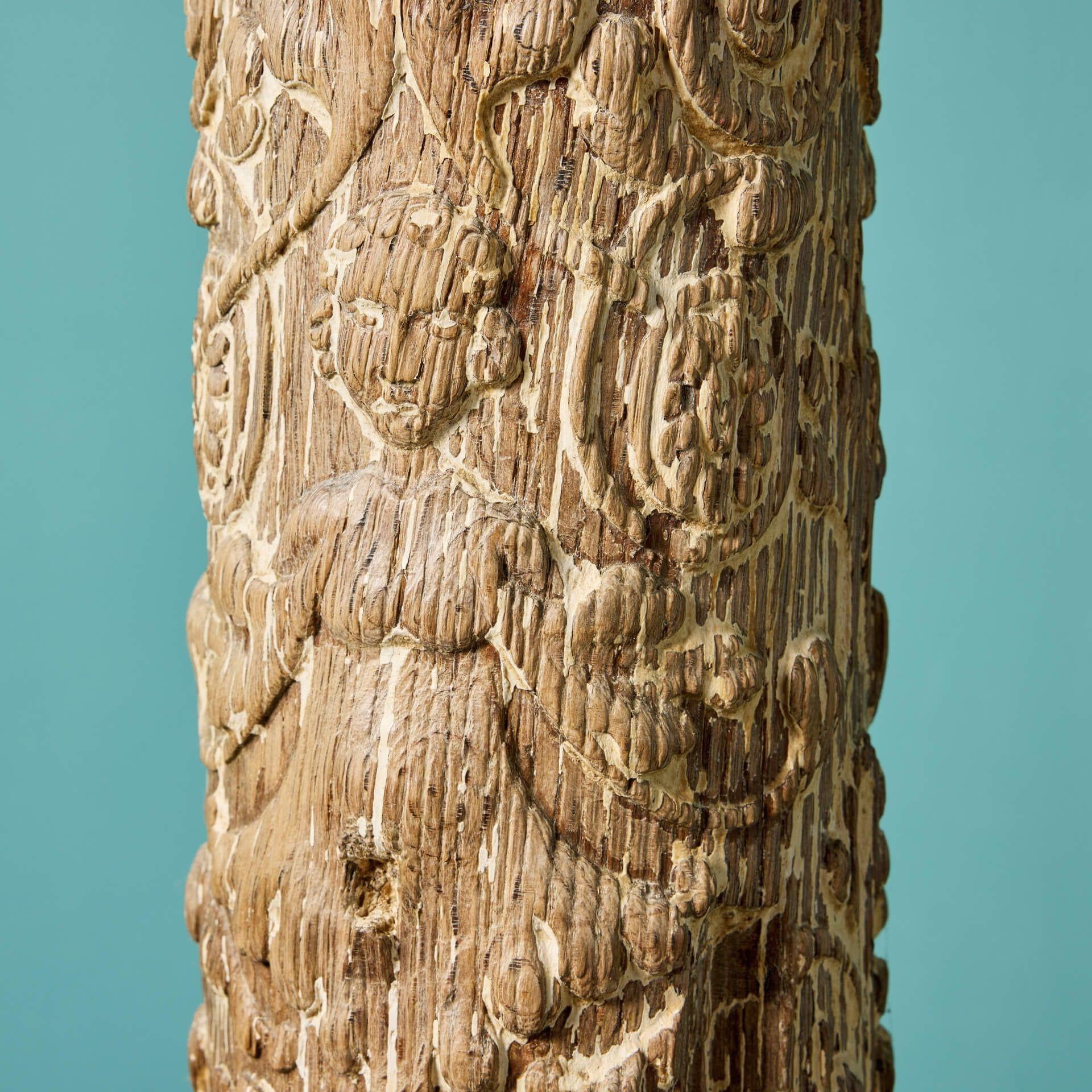 Georgian Antique 18th Century Carved Oak Solomonic Column For Sale