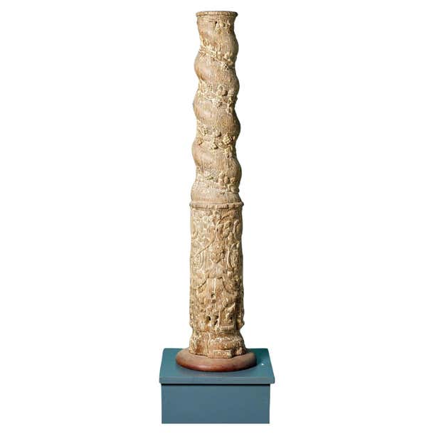 Antique 18th Century Carved Oak Solomonic Column For Sale at 1stDibs