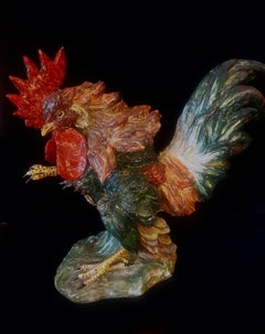 Antique 18th century Ceramic/Porcelain Pair of Cockfighting Roosters Paris 1780