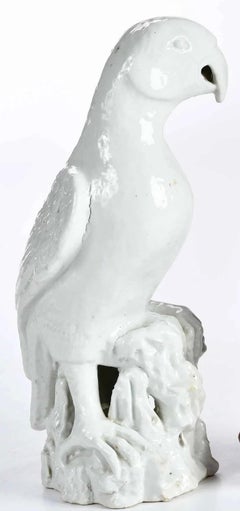 Antique 18th Century Chinese Blanc de Chine White Porcelain Parrot