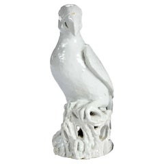 Antique 18th Century Chinese Blanc de Chine White Porcelain Parrot
