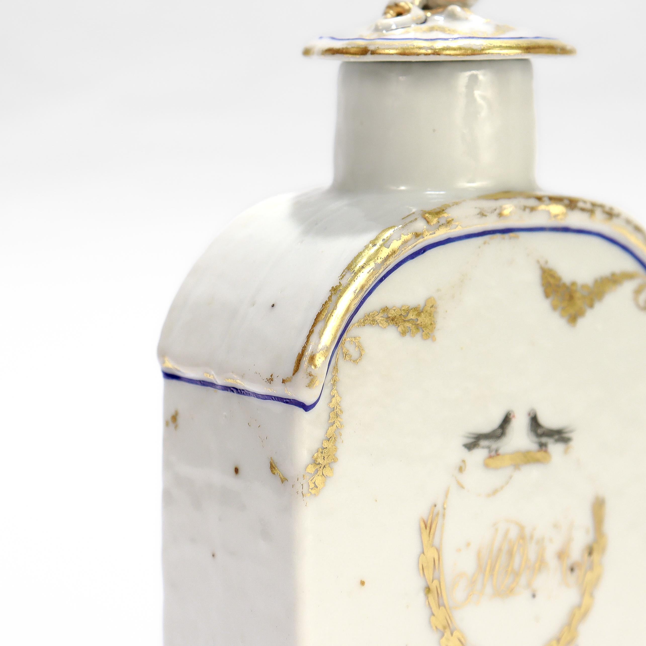 Antigua Jarra de Té de Porcelana China de Exportación del Siglo XVIII con Tortolitos en venta 8
