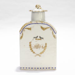 Antique 18th Century Chinese Export Porcelain Tea Caddy with Lovebirds