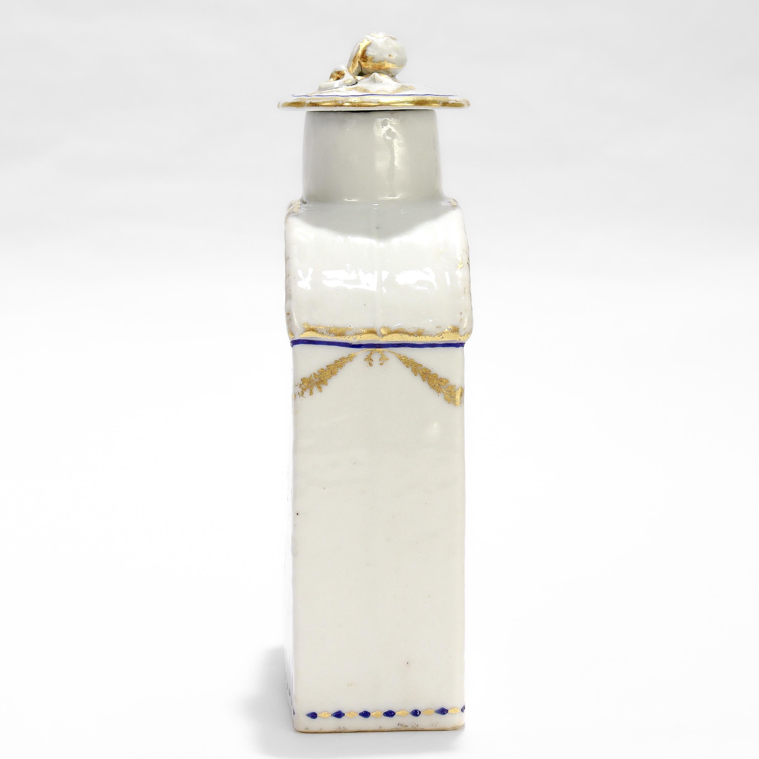 Antigua Jarra de Té de Porcelana China de Exportación del Siglo XVIII con Tortolitos Exportación china en venta
