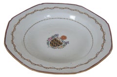 Antique 18th Century Chinese Export Qianlong Armorial Soup Plate Bowl