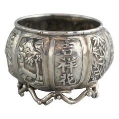 Antique 18th Century Chinese Miniature Silver Cellar by Cumshing, circa 1780s