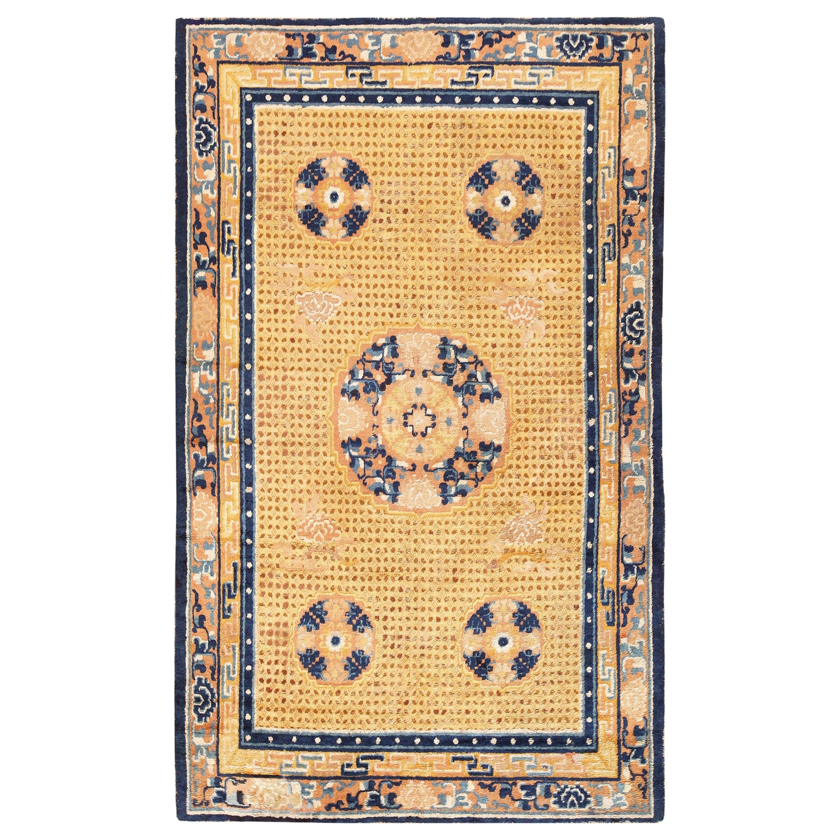 Tapis Ningxia chinois ancien du 18ème siècle. 6 pieds x 9 pieds 9 pouces