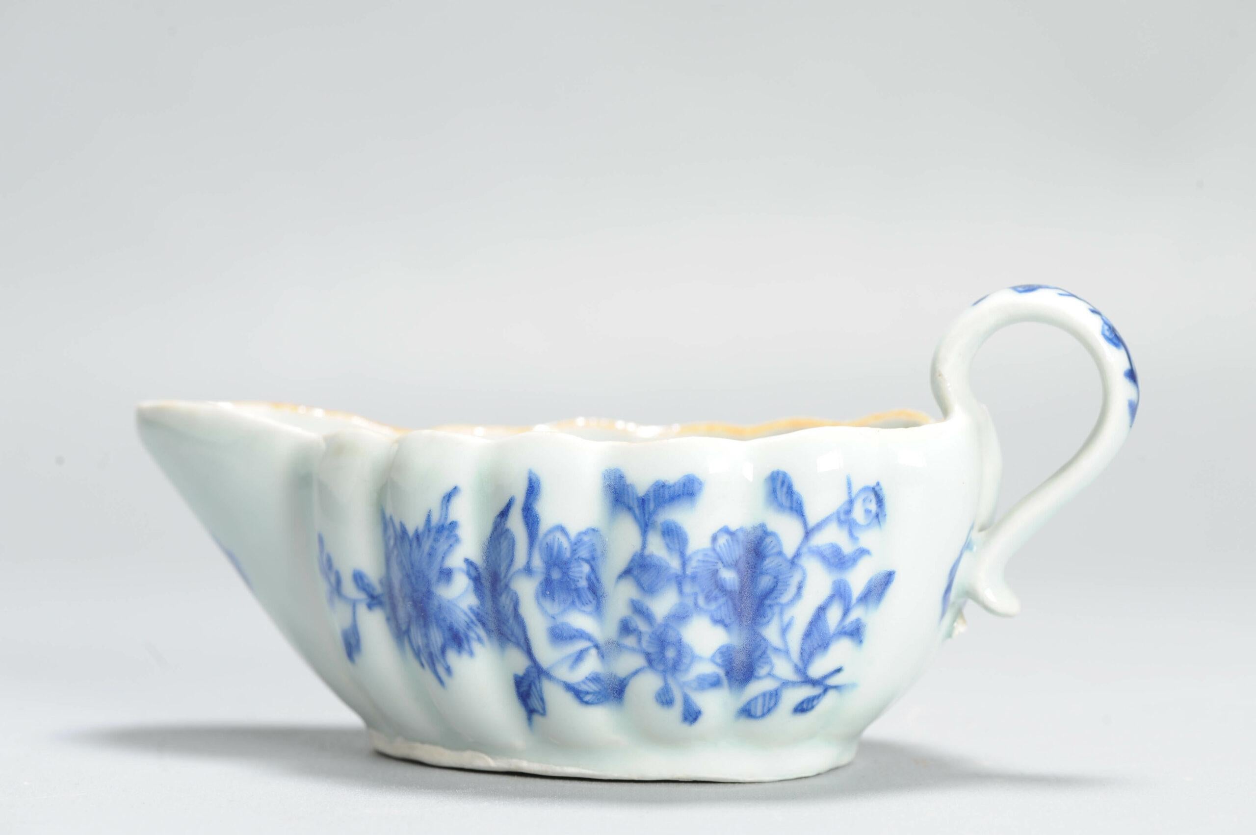 Sauceboat chinois ancien du 18ème siècle à fleurs bleues et blanches en vente 6