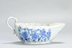 Antique 18th Century Chinese Porcelain Blue and White Floral Sauceboat