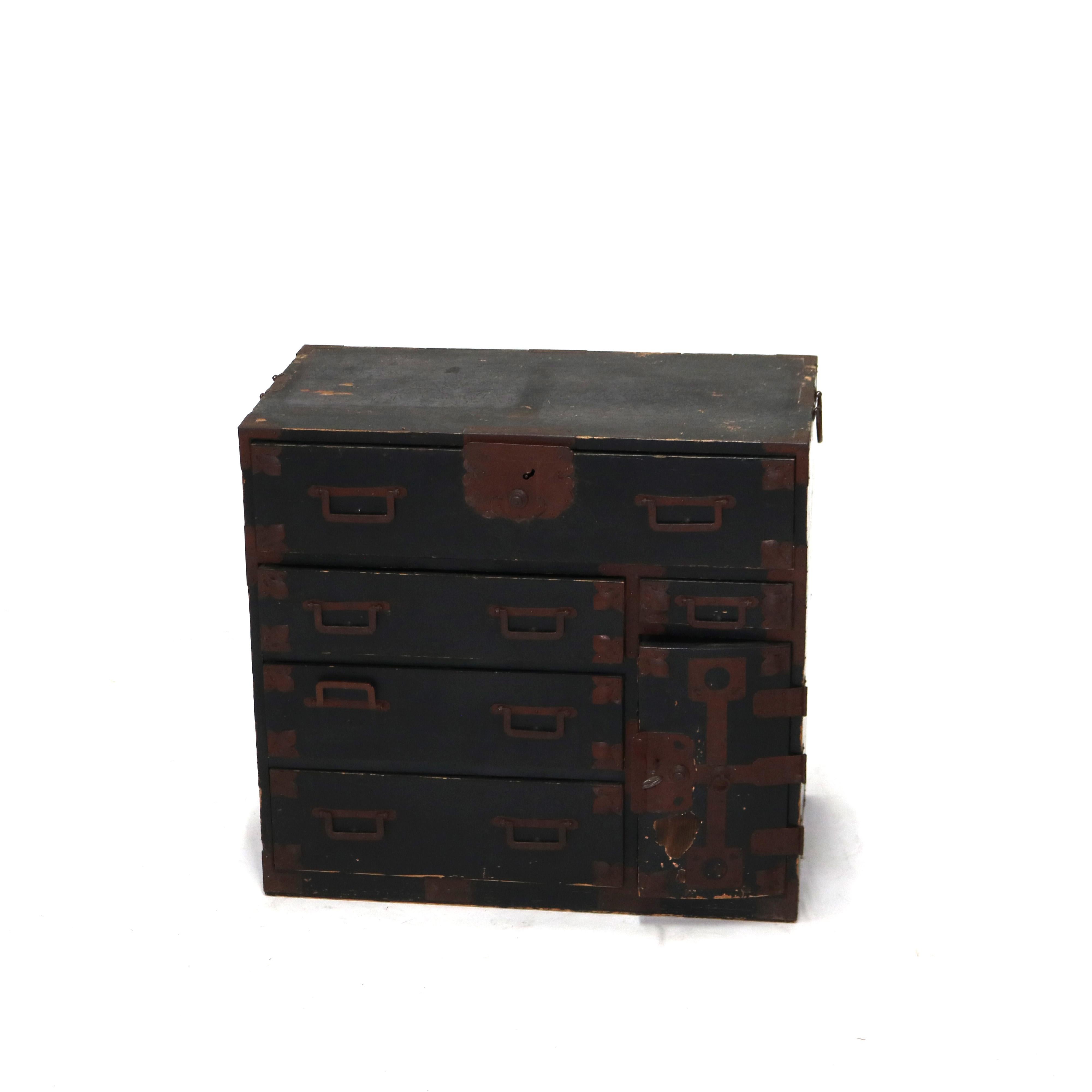 Antique 18th Century Chinese Tea Cabinet with Bronze Hardware & Locking Drawers C1790

24 1/2