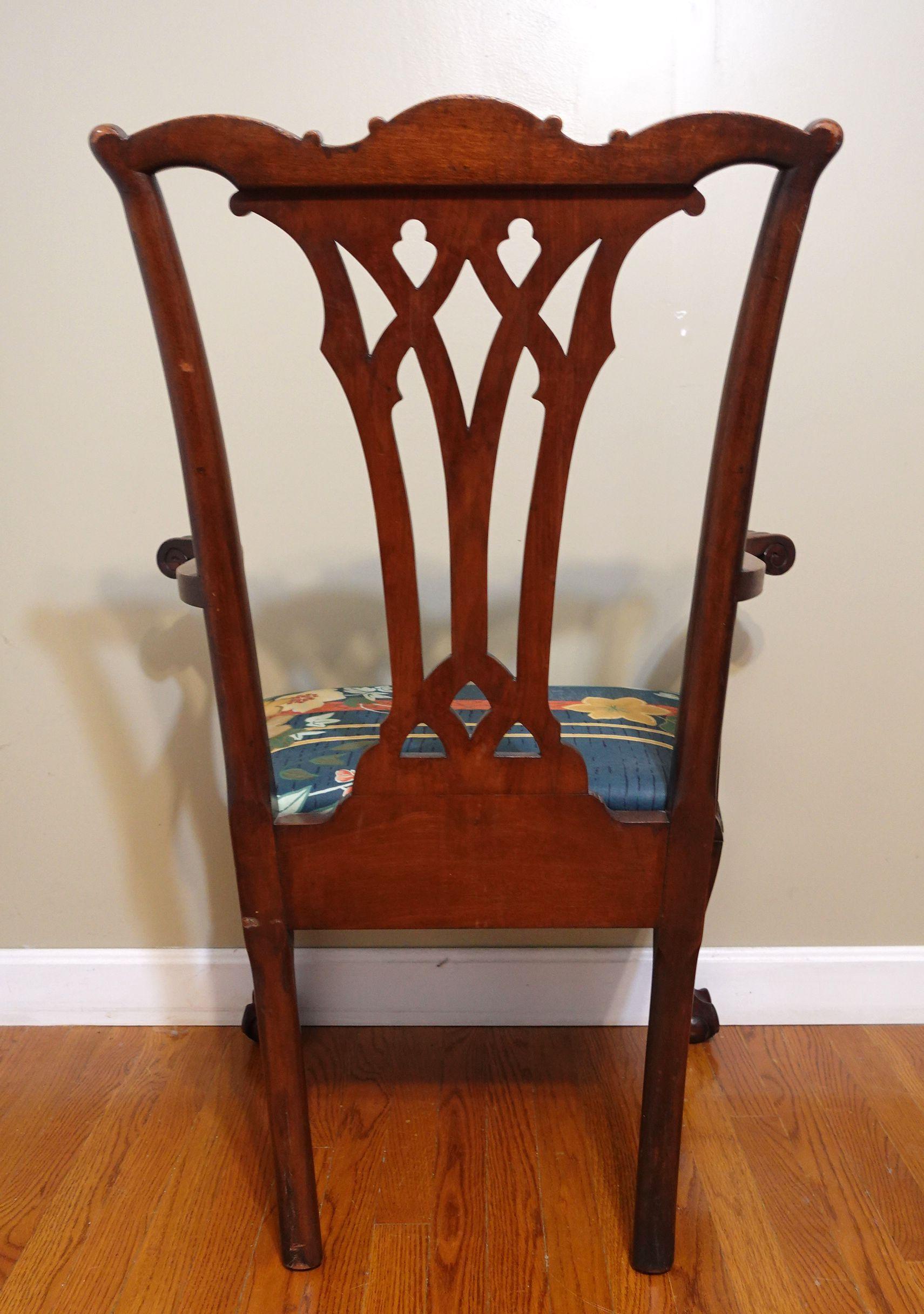 Chippendale Style Carved Mahogany Armchair For Sale 12