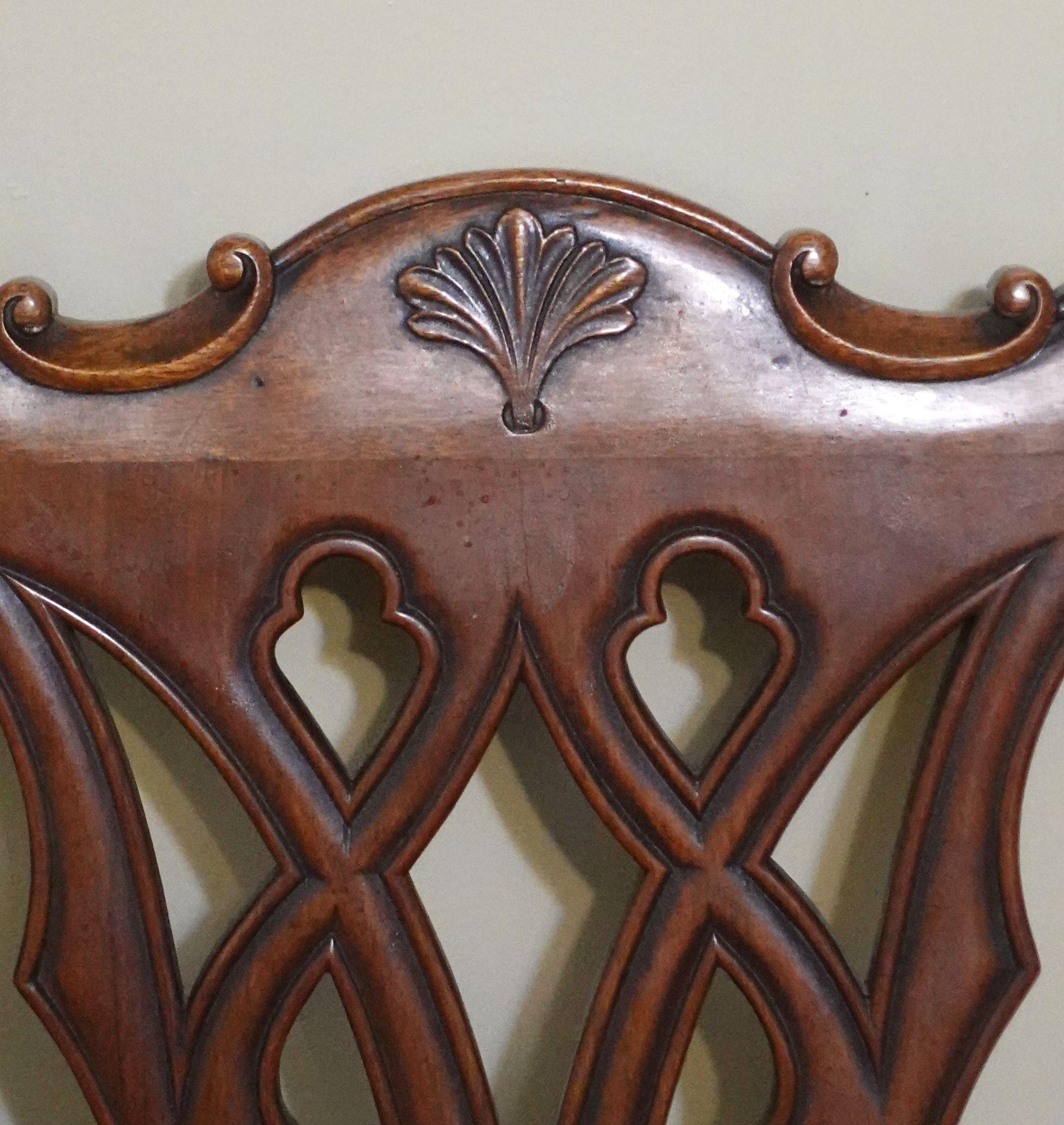 18th Century and Earlier Chippendale Style Carved Mahogany Armchair For Sale