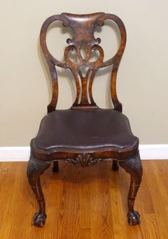 Antique 18th Century Chippendale Walnut Side Chair Burl Walnut