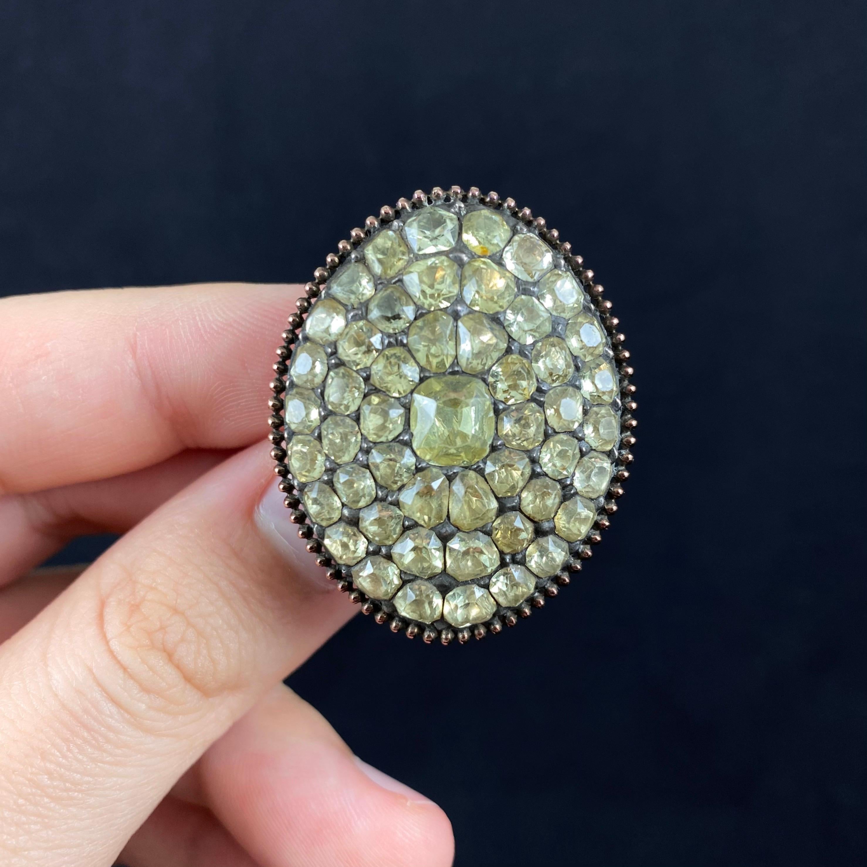 Georgian Antique 18th Century Chrysolite Chrysoberyl Cocktail Ring Portuguese, circa 1780