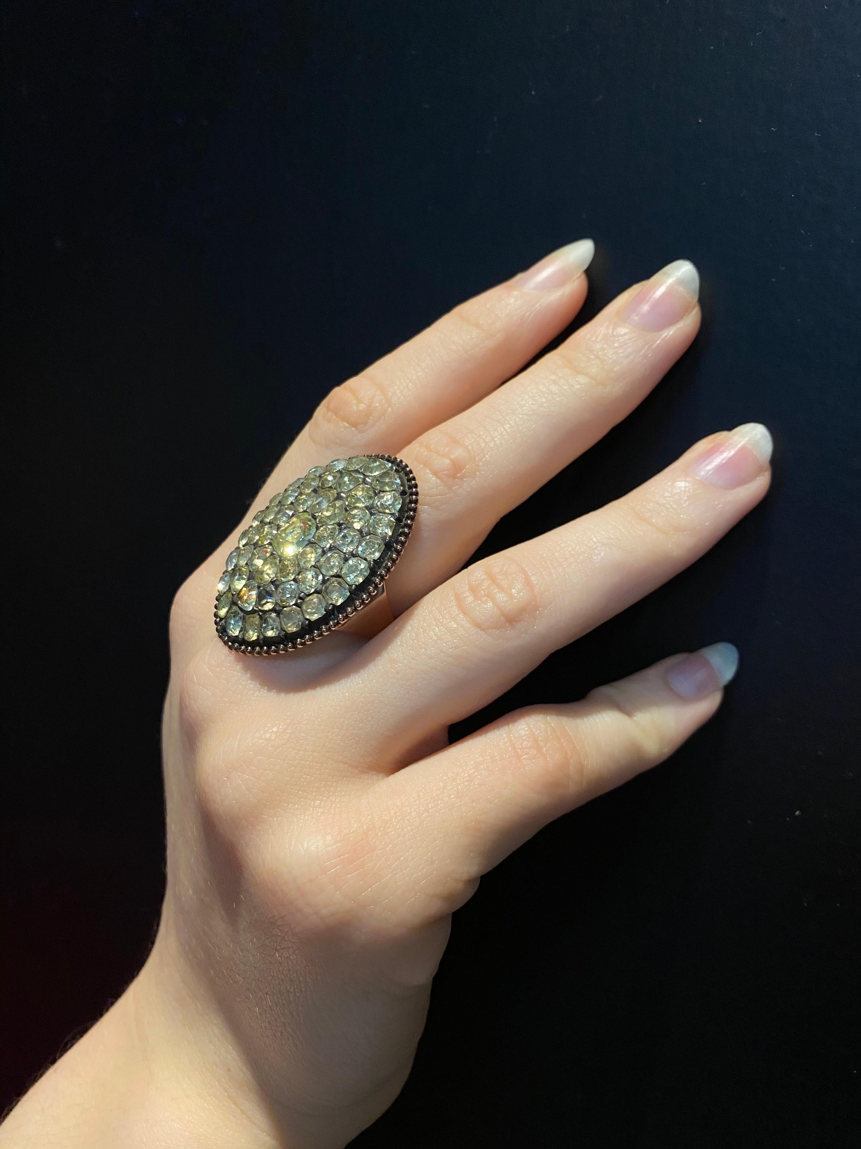 Antique 18th Century Chrysolite Chrysoberyl Cocktail Ring Portuguese, circa 1780 In Good Condition In Lisbon, PT