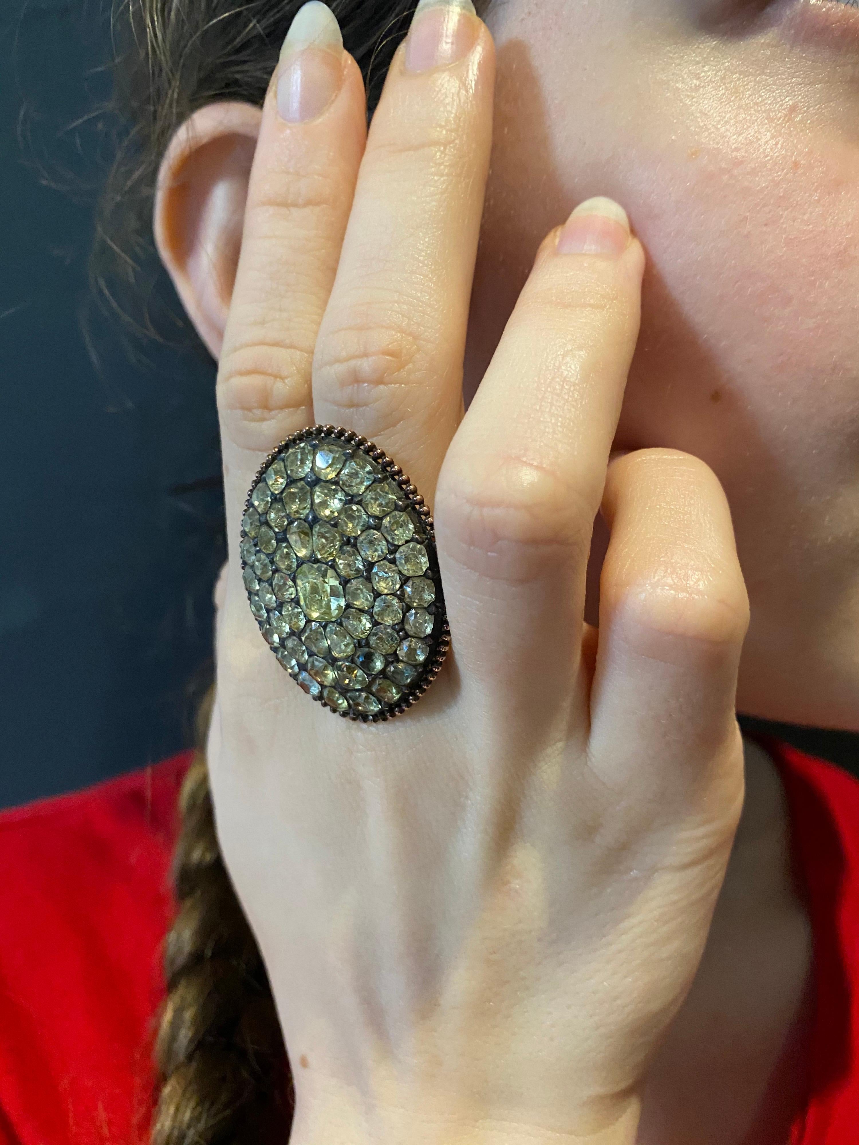 Antique 18th Century Chrysolite Chrysoberyl Cocktail Ring Portuguese, circa 1780 1