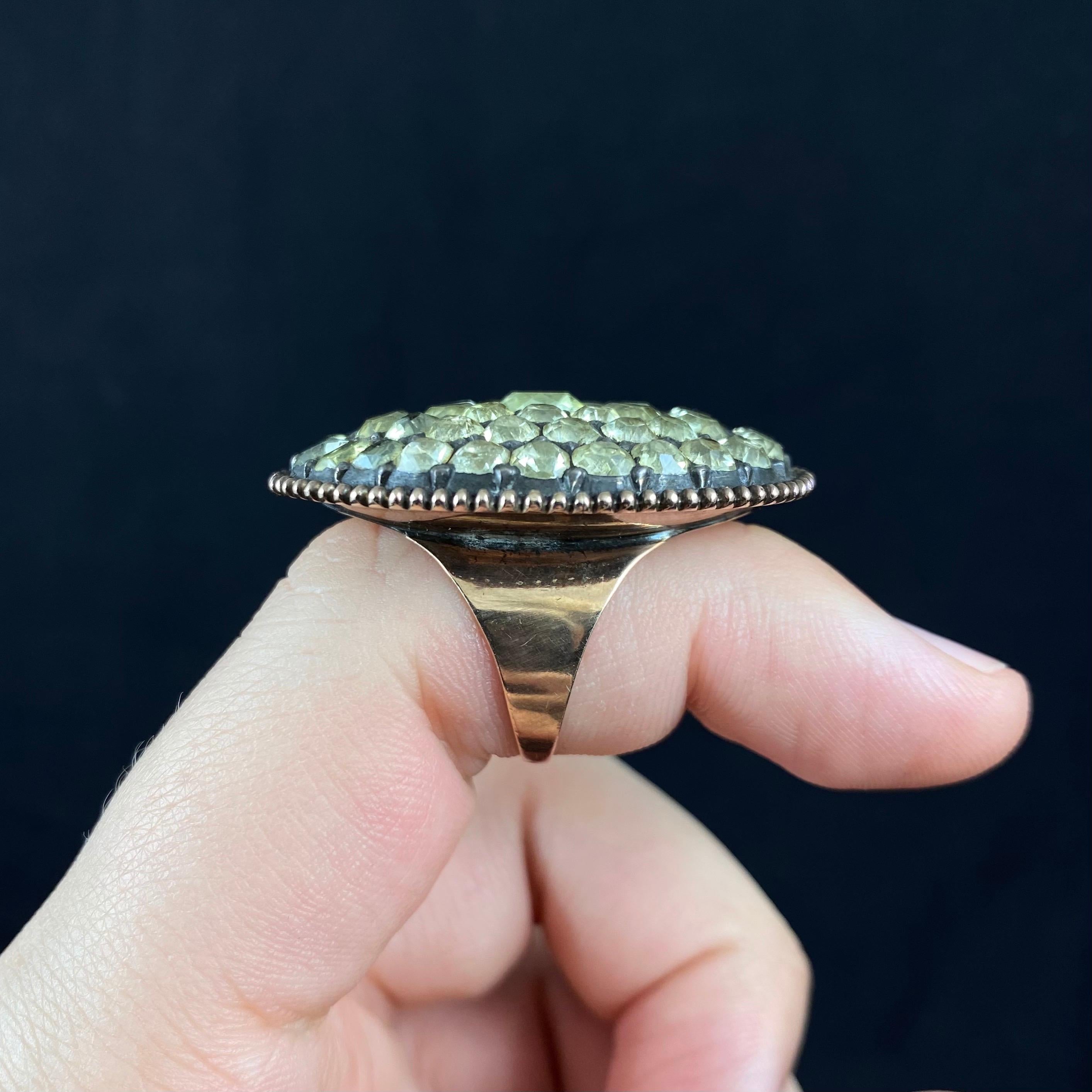 Antique 18th Century Chrysolite Chrysoberyl Cocktail Ring Portuguese, circa 1780 2