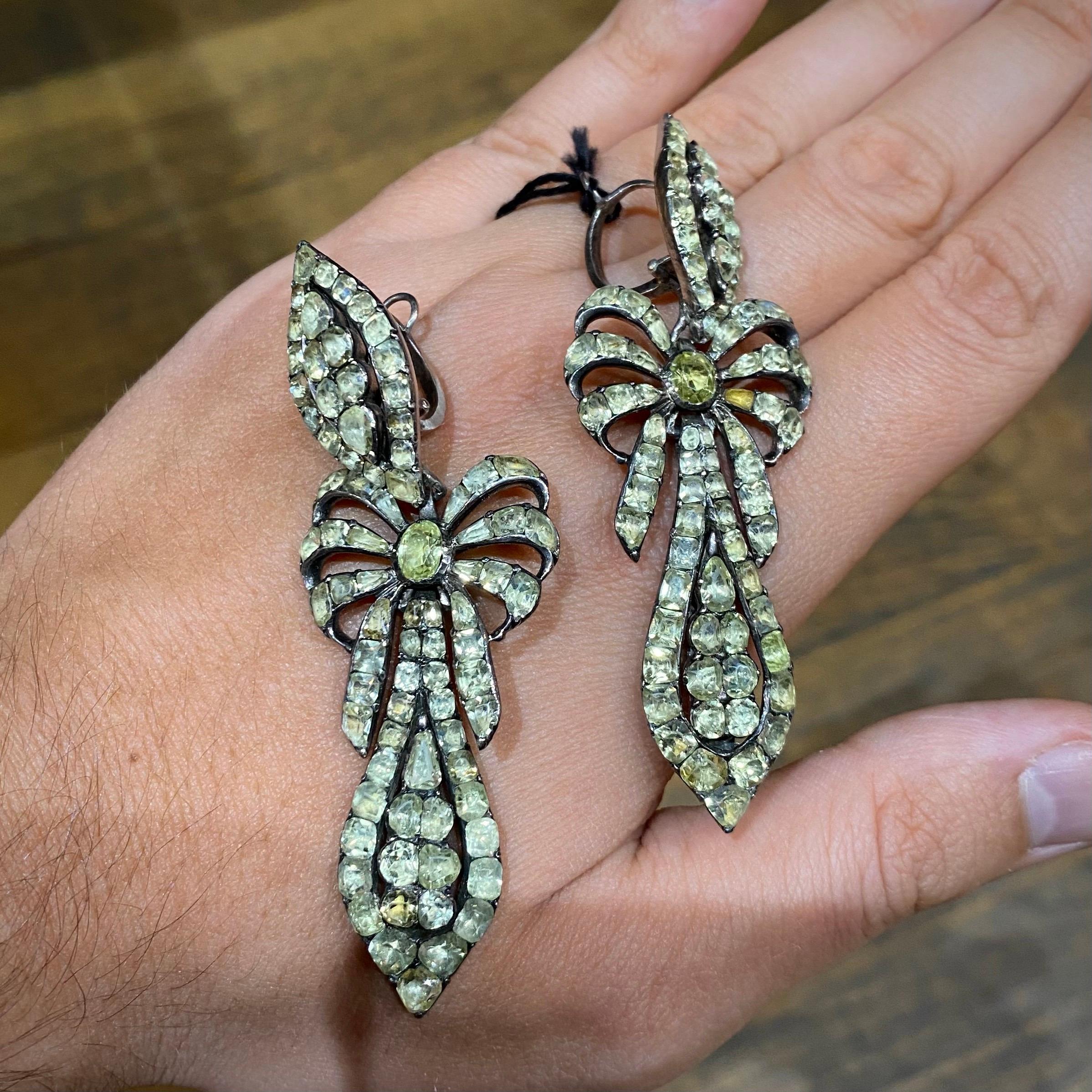 Antique 18th Century Chrysolite Chrysoberyl Pendant Earrings Portuguese 1770s In Good Condition For Sale In Lisbon, PT