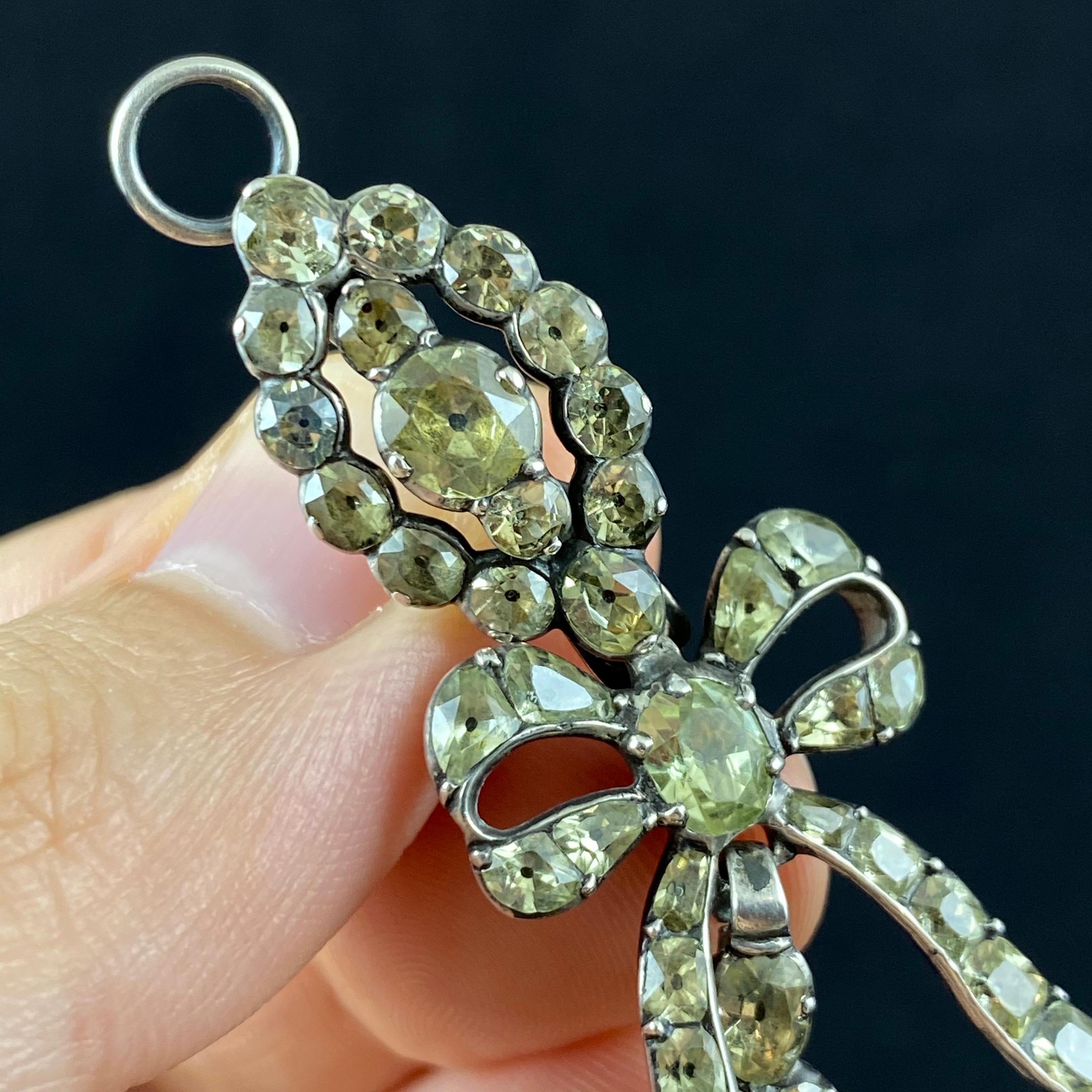 Antique 18th Century Chrysolite Chrysoberyl Pendant Earrings Portuguese c. 1780 In Good Condition In Lisbon, PT