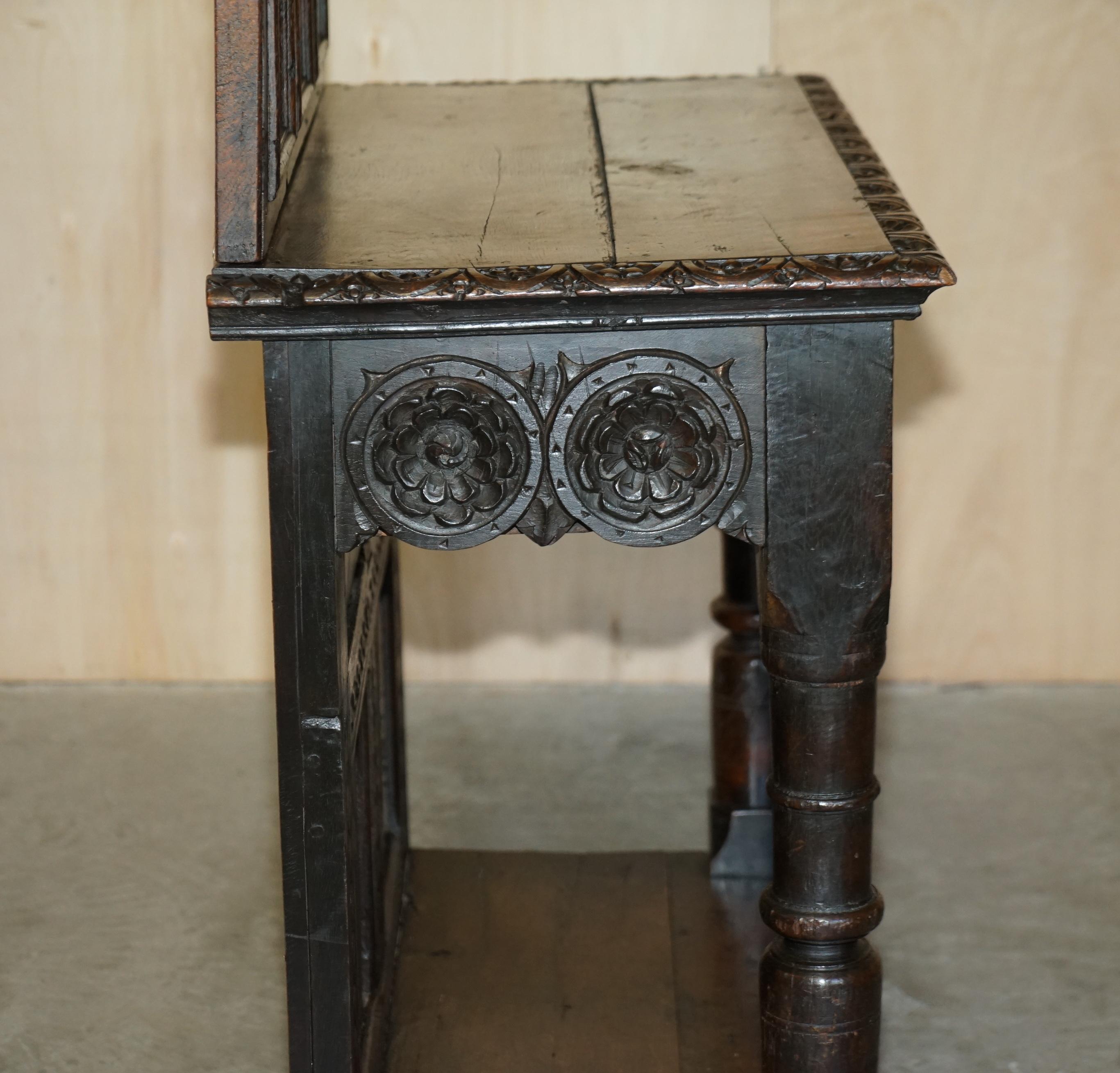Antique 18th Century circa 1720 Gothic Jacobean Hall Console Table Single Drawer For Sale 5
