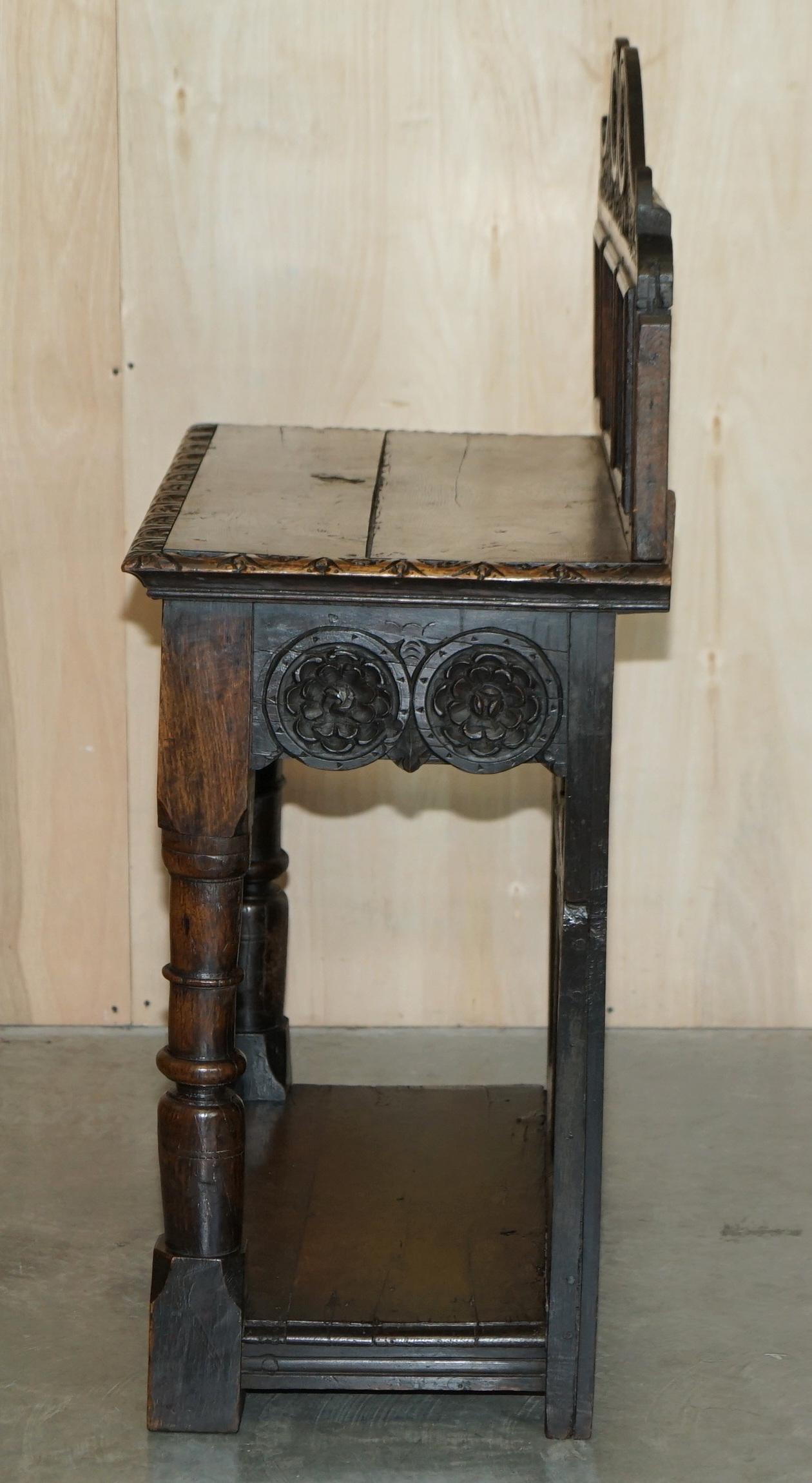 Antique 18th Century circa 1720 Gothic Jacobean Hall Console Table Single Drawer For Sale 7