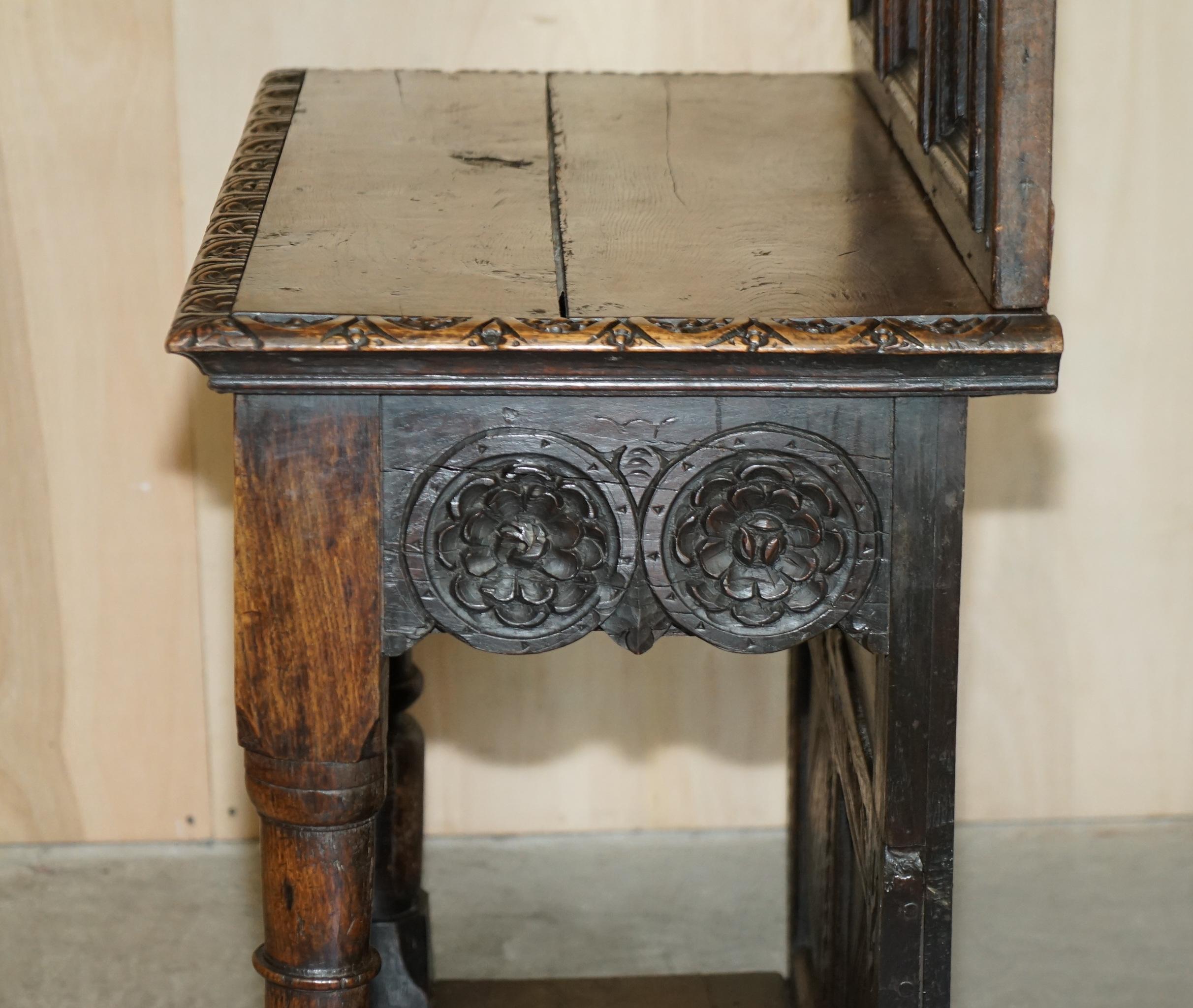Antique 18th Century circa 1720 Gothic Jacobean Hall Console Table Single Drawer For Sale 7