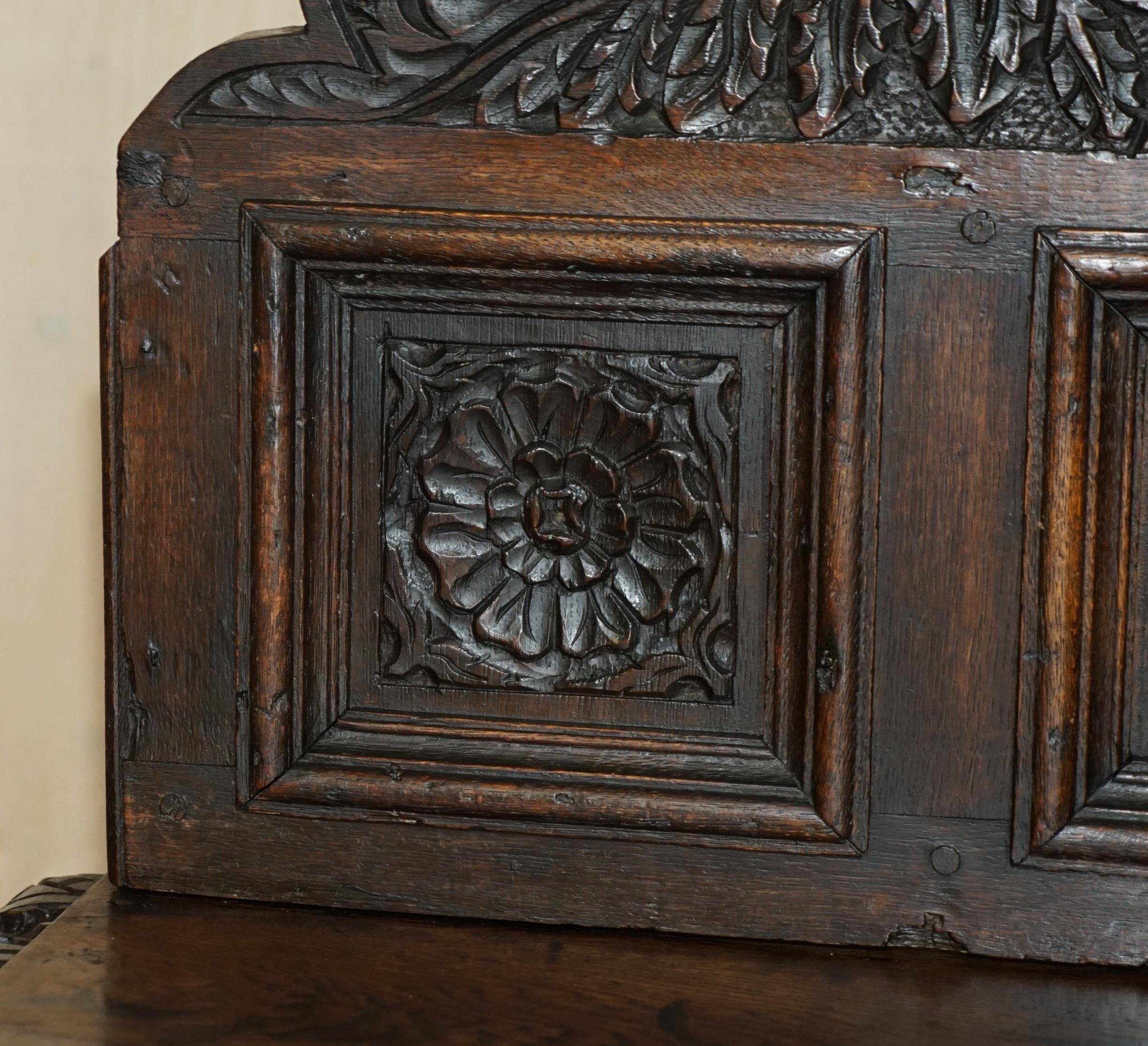 English Antique 18th Century circa 1720 Gothic Jacobean Hall Console Table Single Drawer For Sale