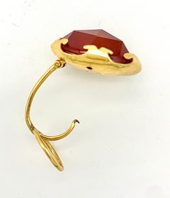 Antique 18th Century Clip-On Earrings Hoops Facetted Carnelian Ormolou