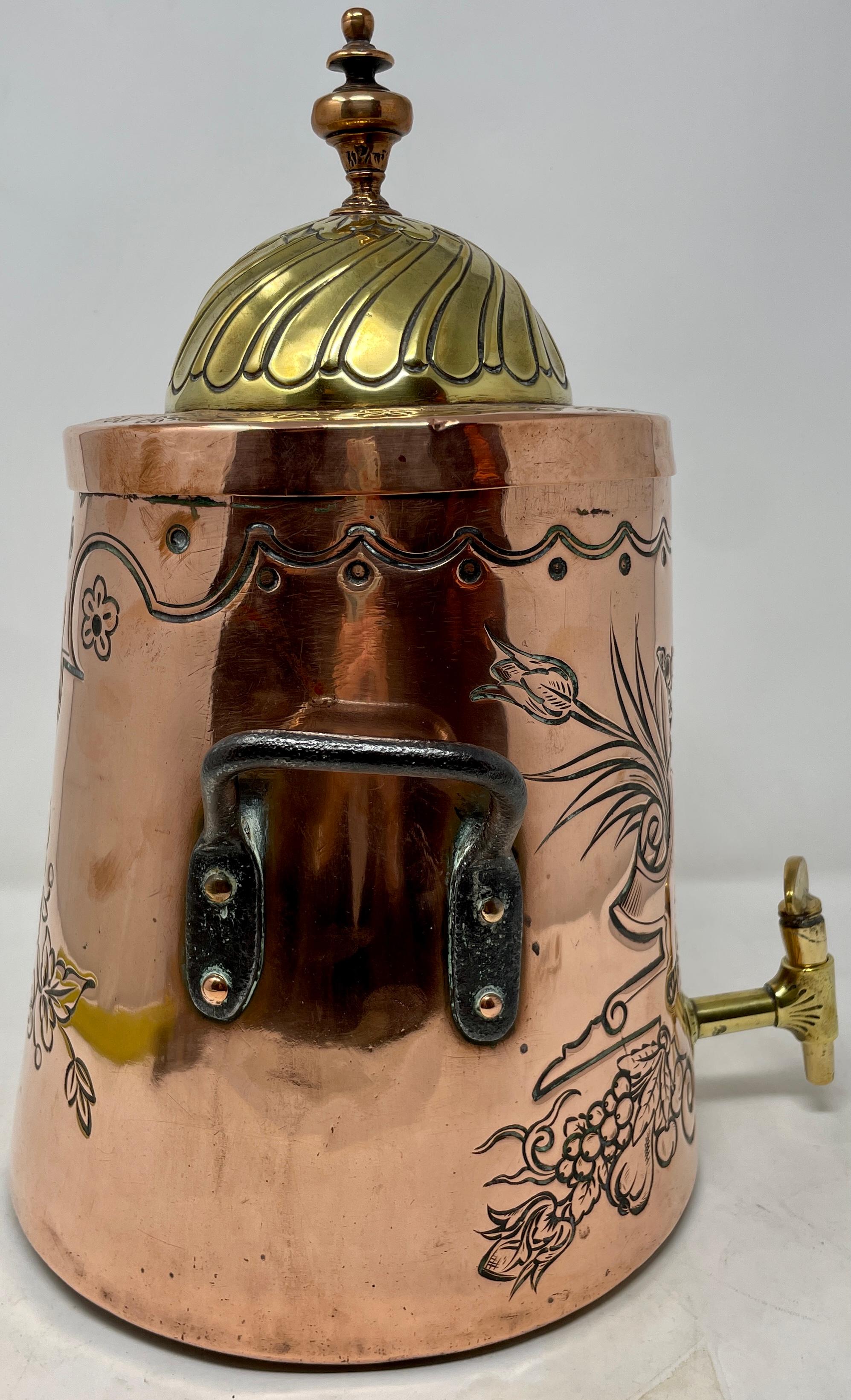 Antique 18th Century Copper and Brass Original Spigot Tea Dispenser For Sale 3