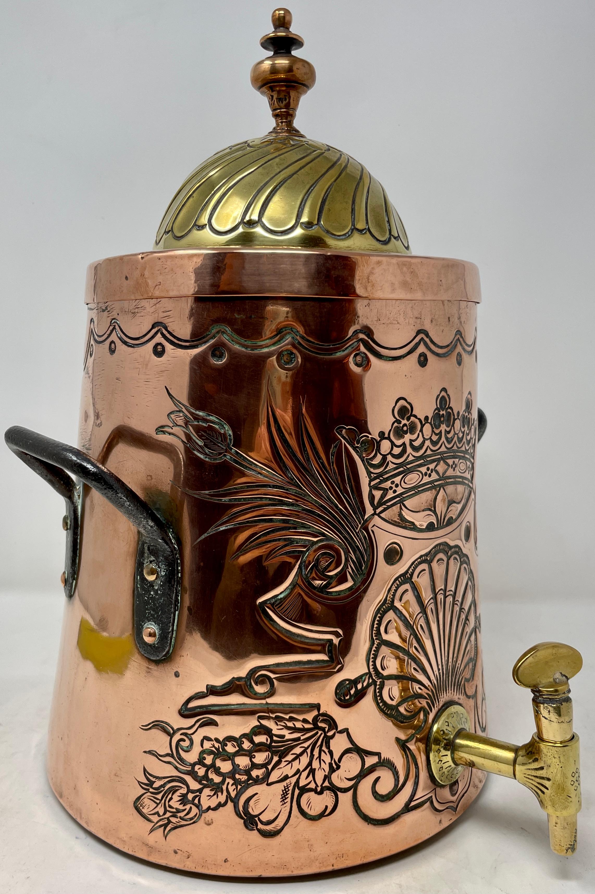 Antique 18th Century Copper and Brass Original Spigot Tea Dispenser For Sale 4
