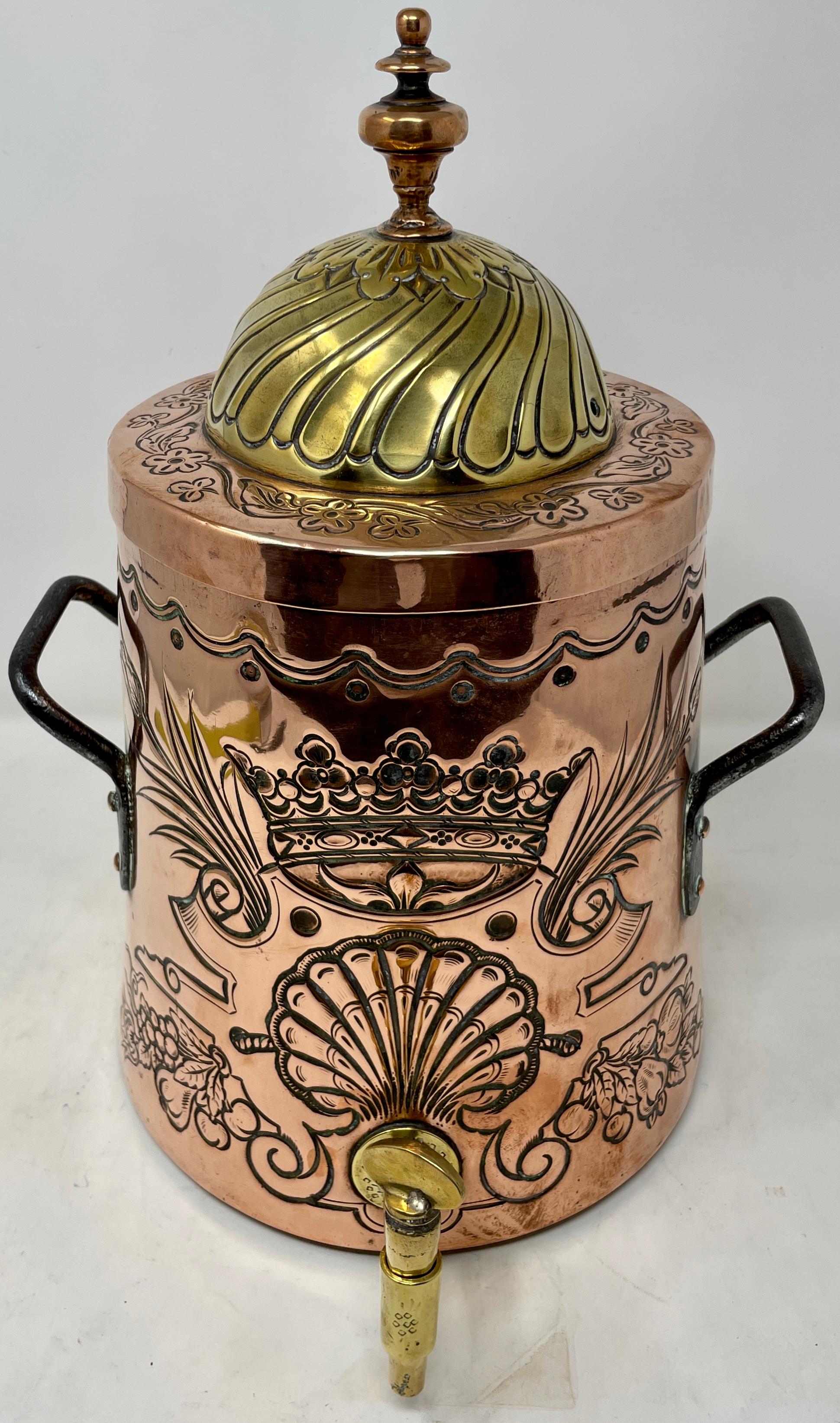 Antique 18th century copper and brass original spigot tea dispenser.