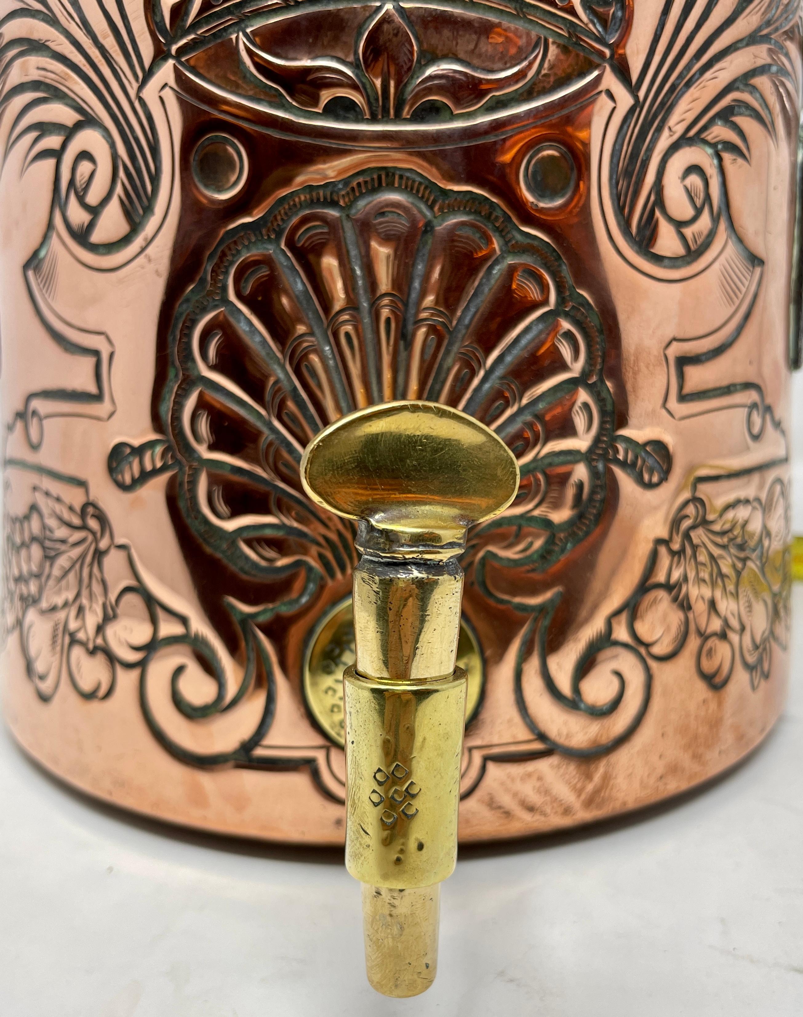 English Antique 18th Century Copper and Brass Original Spigot Tea Dispenser For Sale