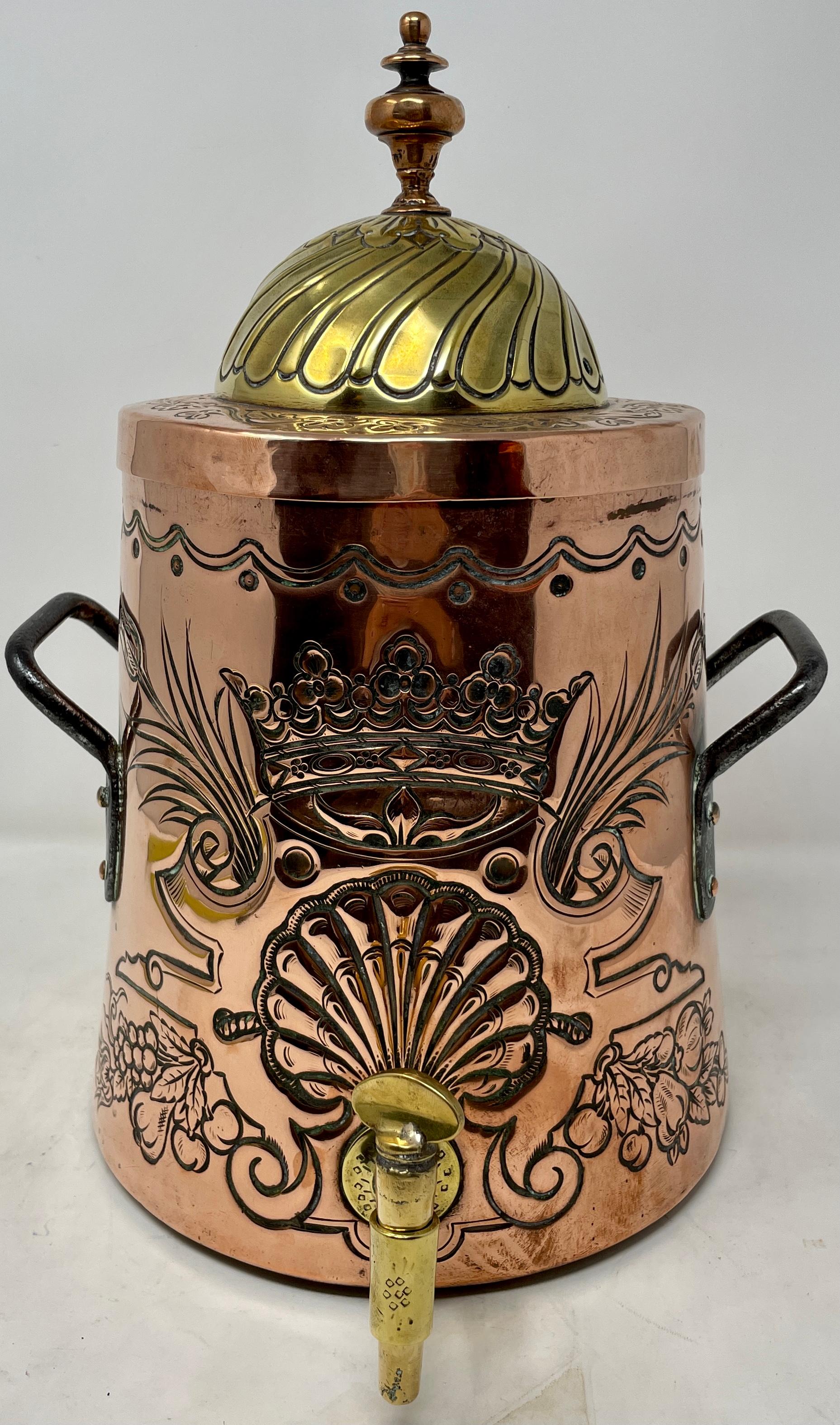 Antique 18th Century Copper and Brass Original Spigot Tea Dispenser For Sale 1